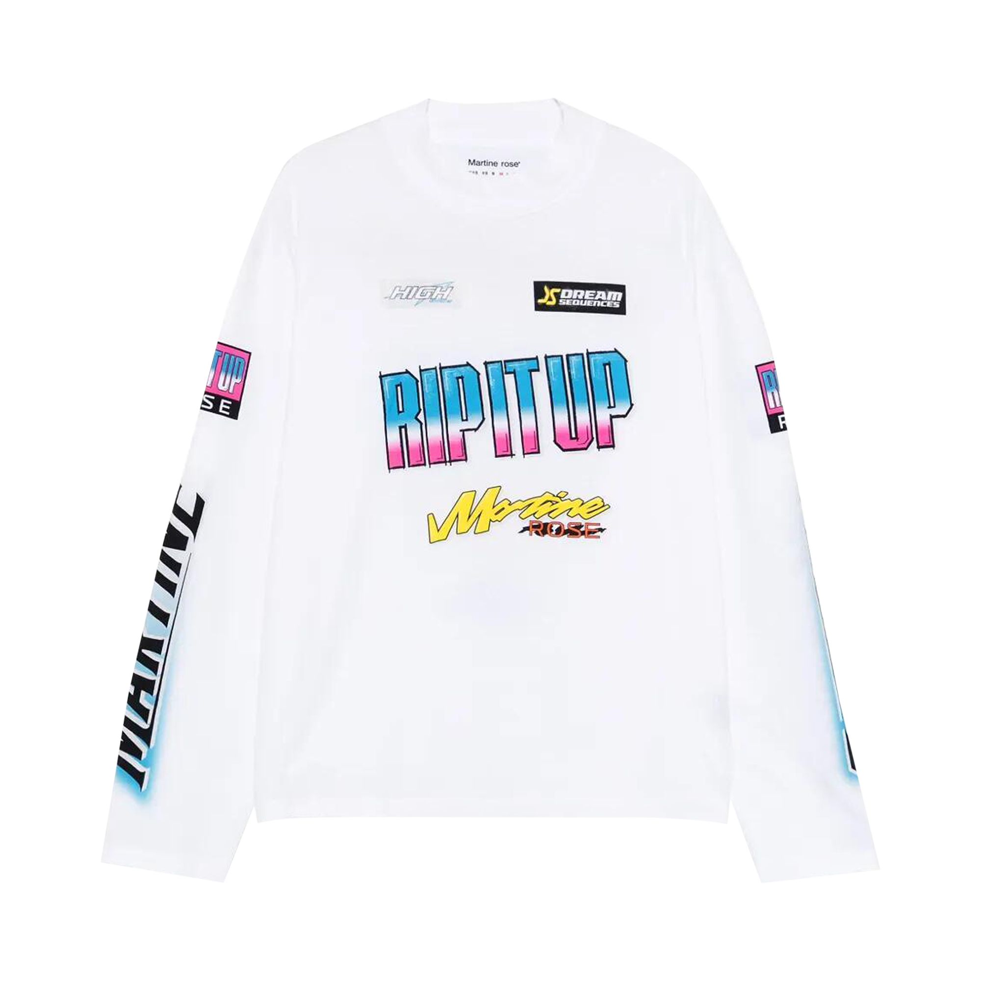 Pre-owned Martine Rose Funnel Neck Long-sleeve T-shirt 'white Bmx' | Men's Size S