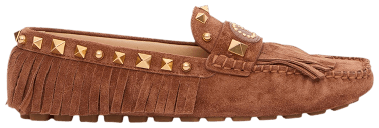 Valentino Wmns Fastaway Driver Loafer Antique Brass Studs   Copper Brown