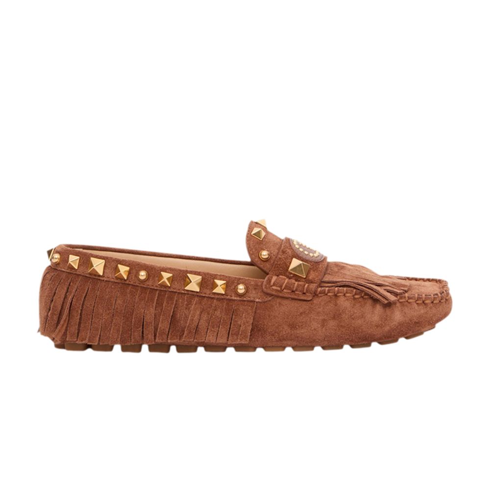Pre-owned Valentino Garavani Valentino Valentino Wmns Fastaway Driver Loafer 'antique Brass Studs - Copper Brown' | Women's Size