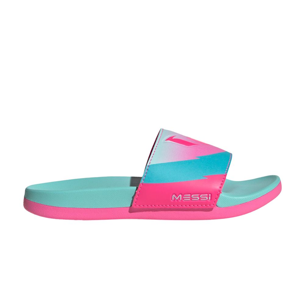 Pre-owned Adidas Originals Adidas Lionel Messi X Adilette Comfort Slide K 'miami' | Teal | Kid's Size 10 In Blue