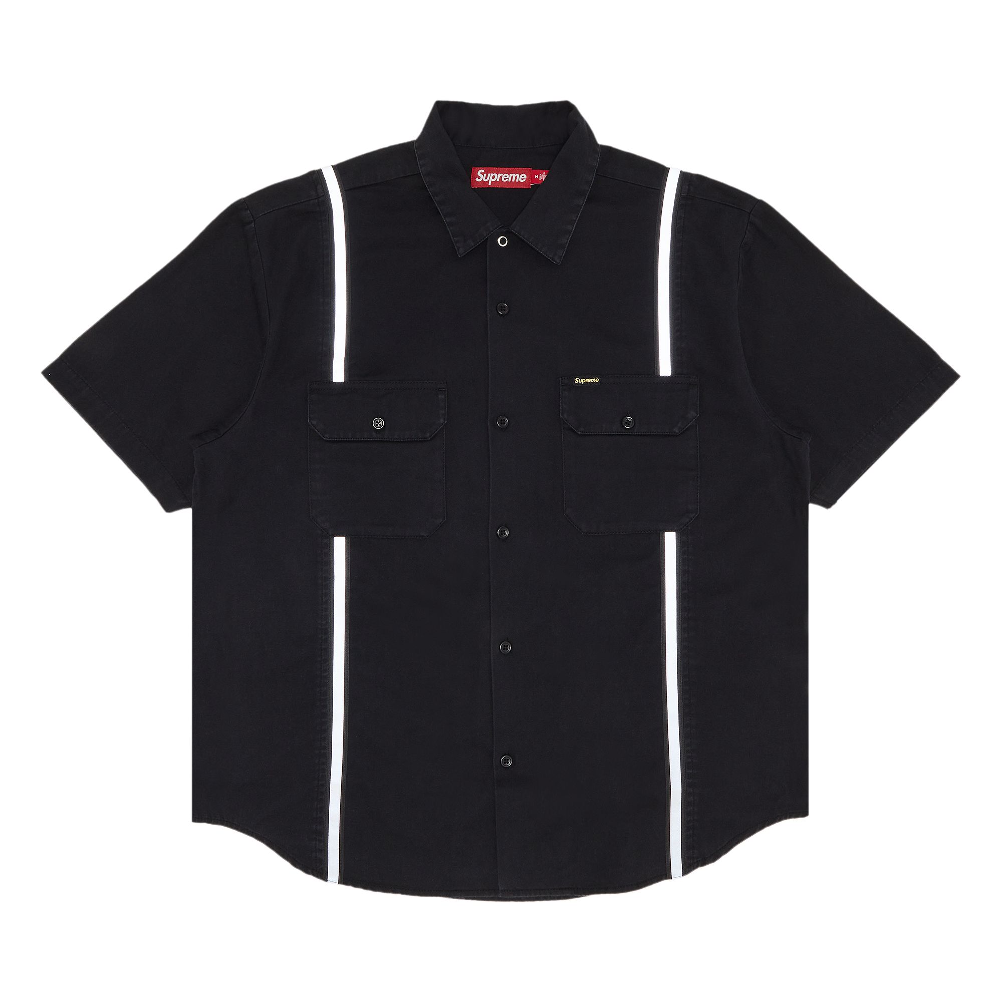 Pre-owned Supreme Reflective Stripe Short-sleeve Work Shirt 'black' | Men's Size M
