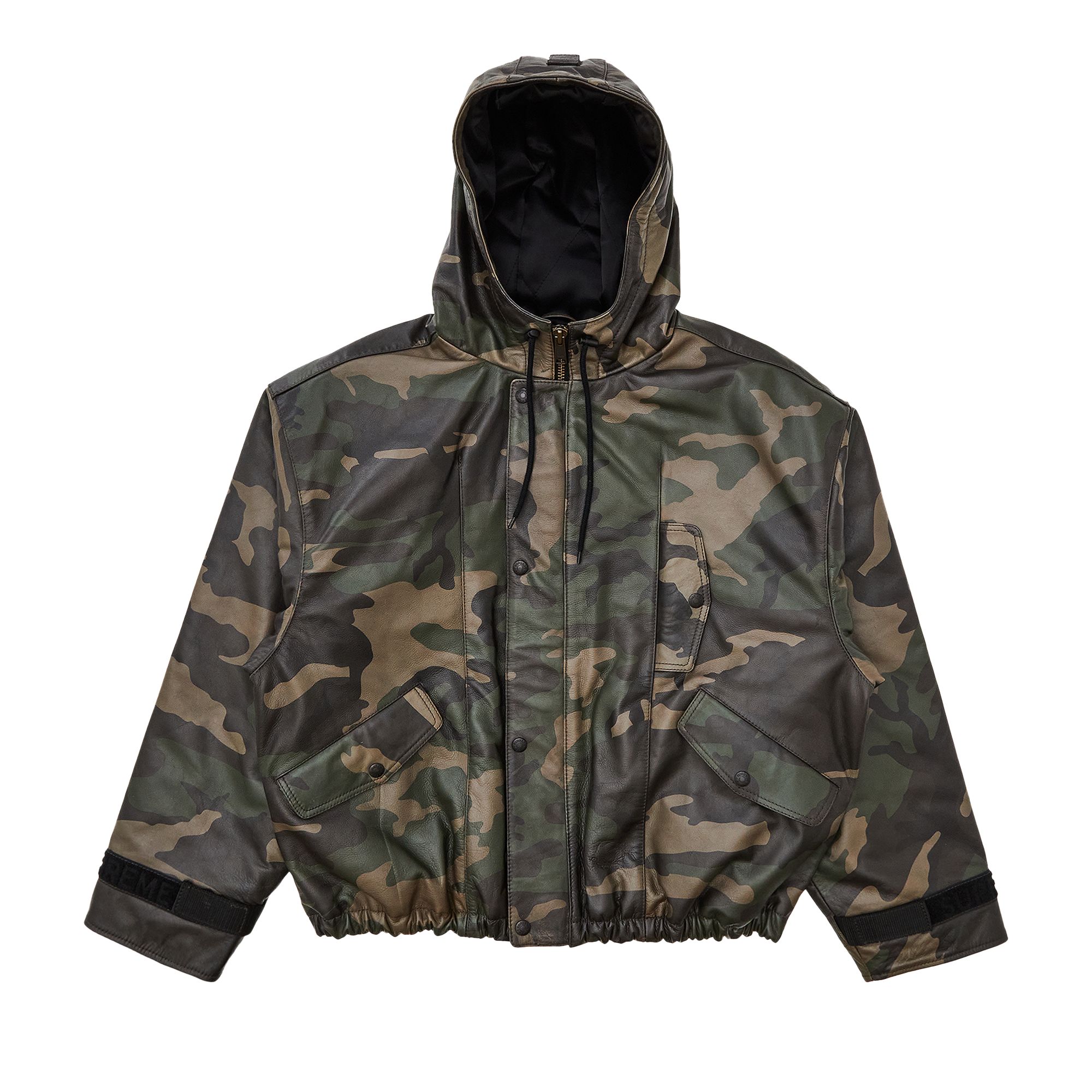 Pre-owned Supreme X Martithé + François Girbaud Hooded Leather Flight Bomber Jacket 'woodland Camo' | Multi-co
