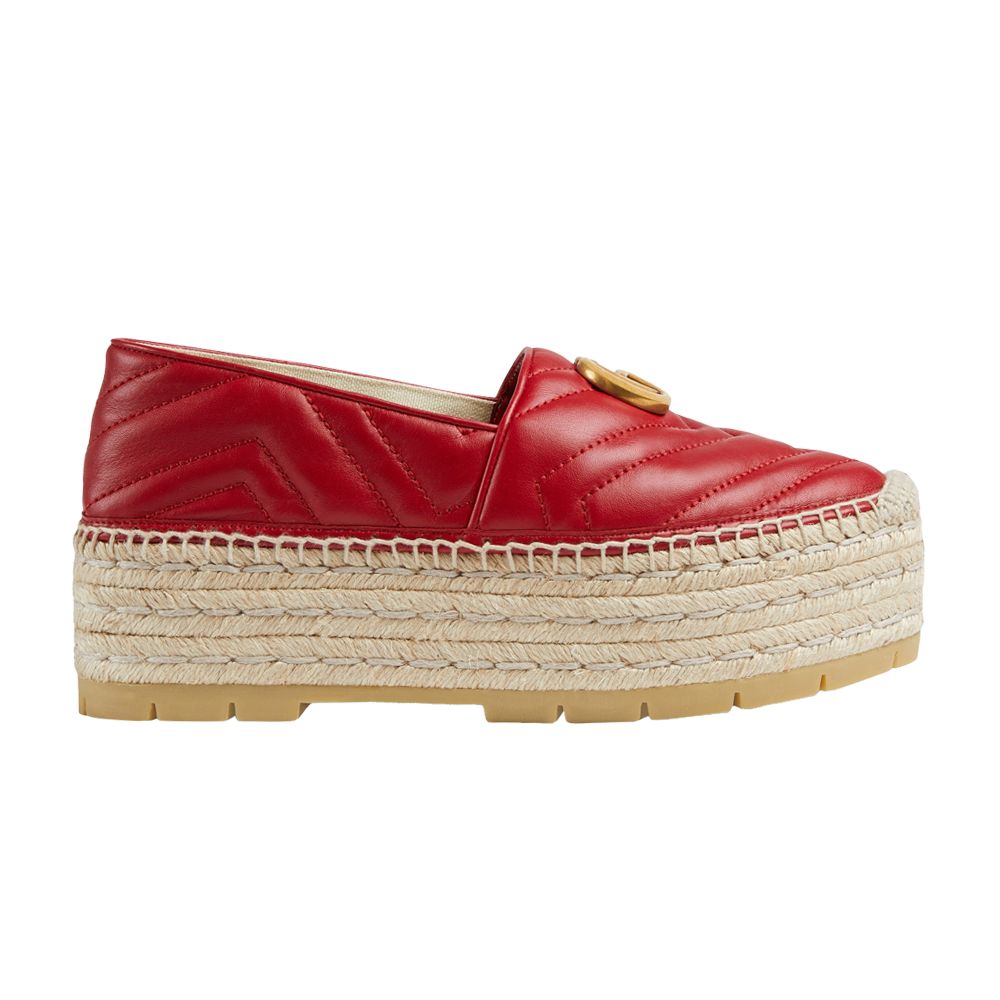 Pre-owned Gucci Wmns Gg Espadrilles Double Platform 'hibiscus Red' | Women's Size 2