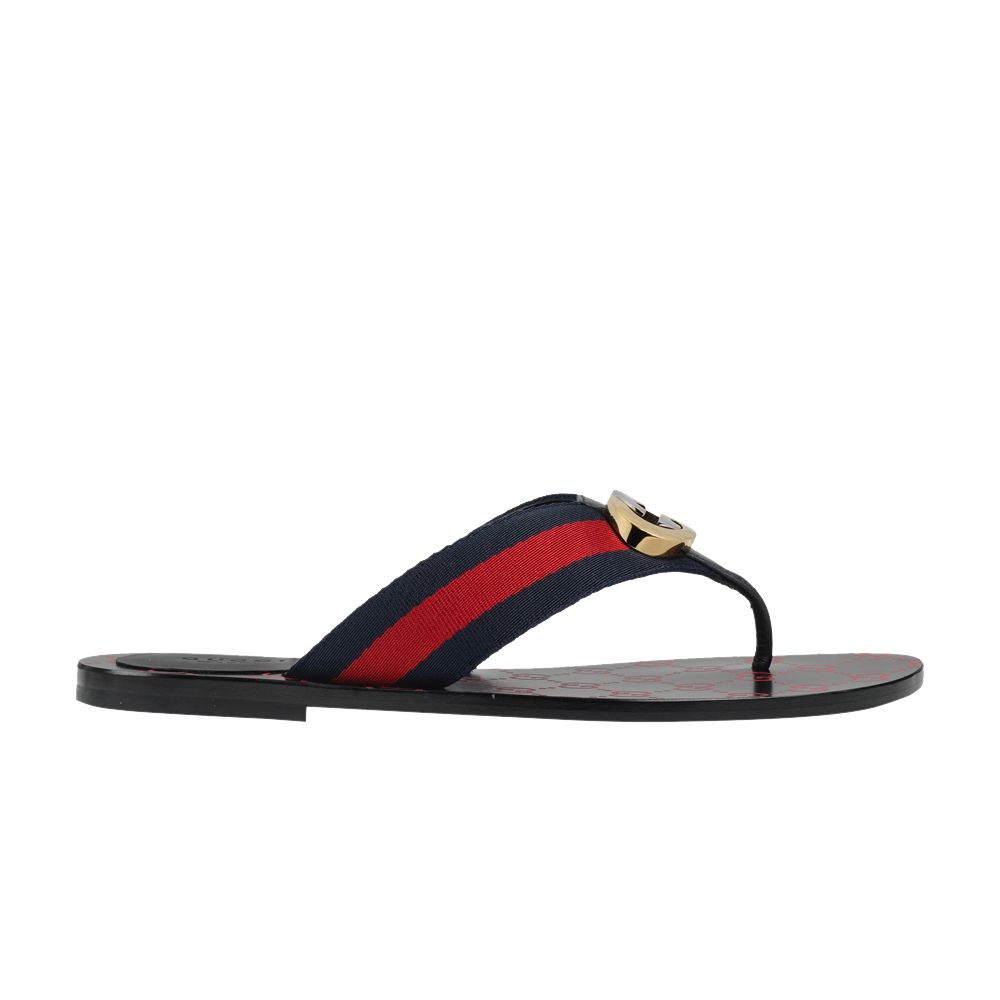 Pre-owned Gucci Wmns Gg Web Sandal 'black Blue Red' | Women's Size 2.5