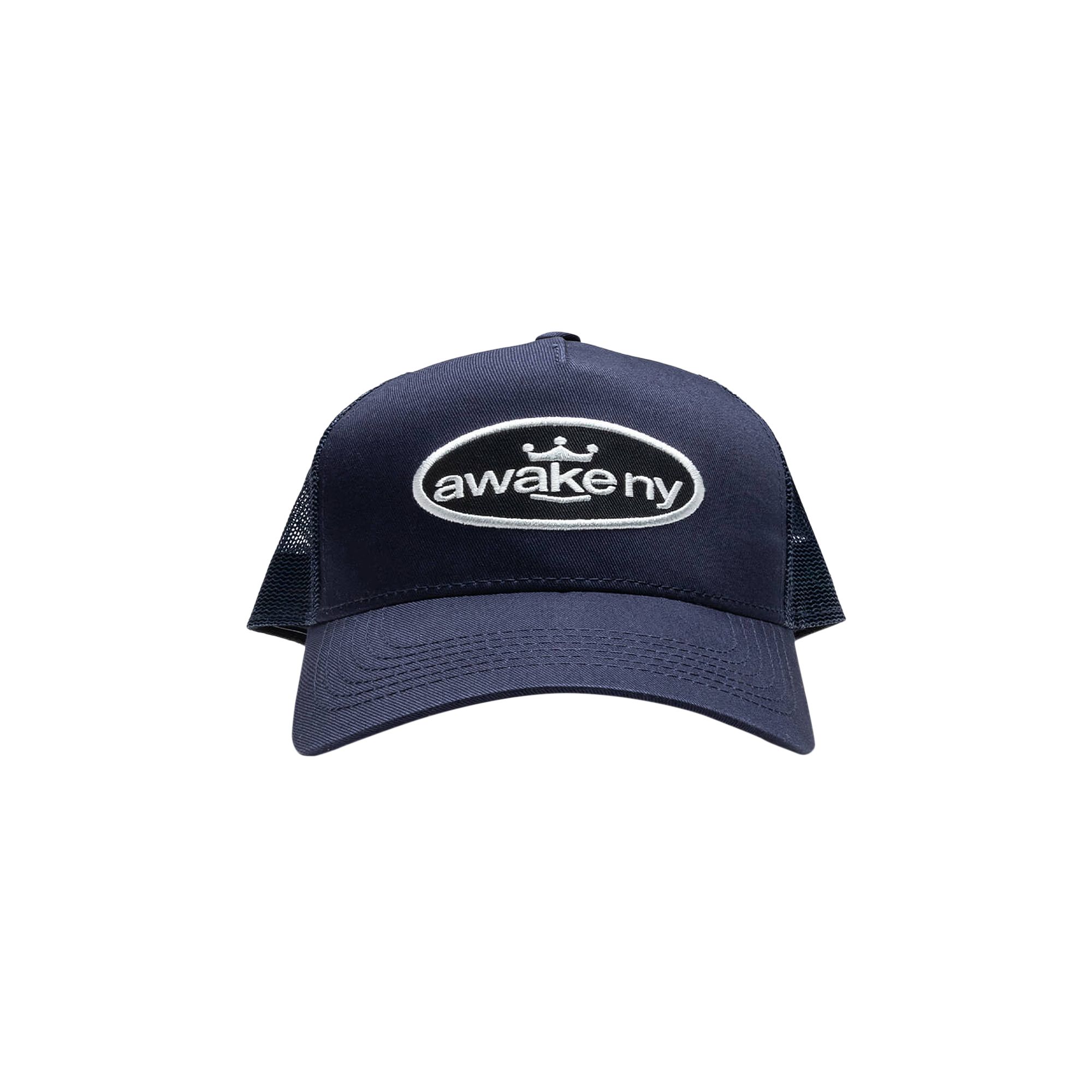 Pre-owned Awake Ny King Logo Trucker Hat 'navy' | Blue | Men's Size Onesize