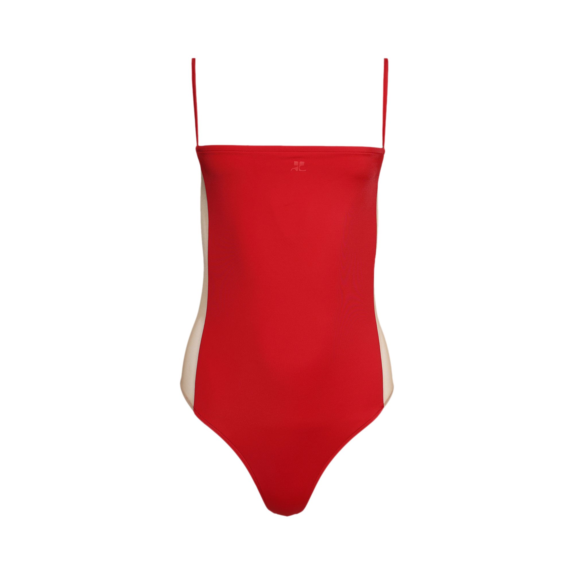 Pre-owned Courrèges Illusion Square Swimsuit 'ruby' | Red | Women's Size L
