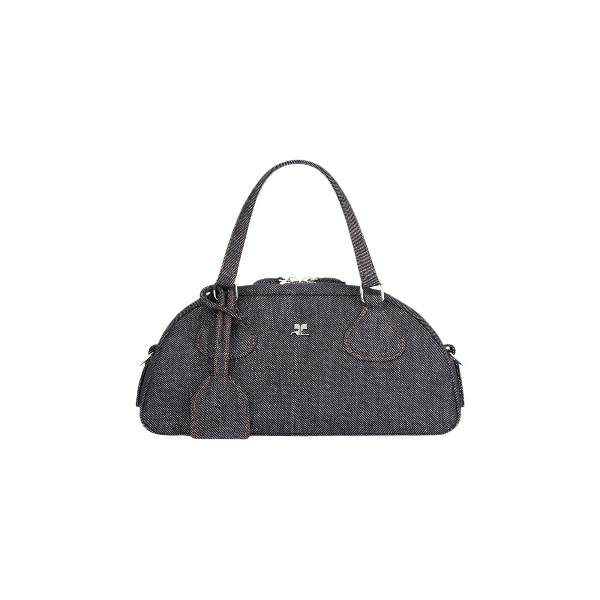 Pre-owned Courrèges Friday Denim Bowling Baguette Bag 'dark Heather Grey' | Women's Size Onesize