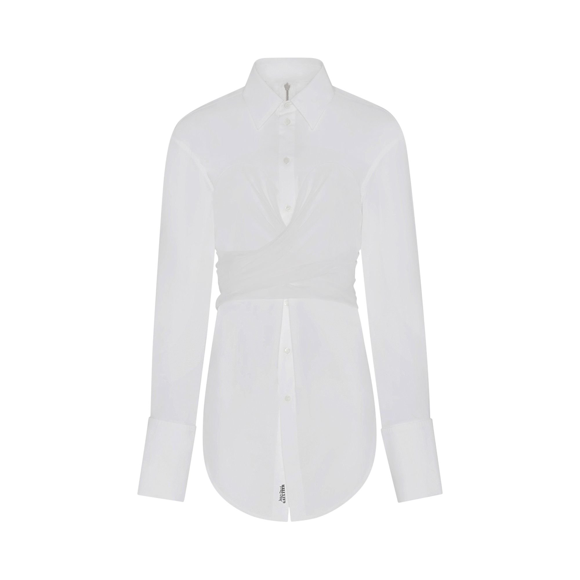 Pre-owned Jean Paul Gaultier Zip On Back Long Draped Shirt 'white' | Women's Size S