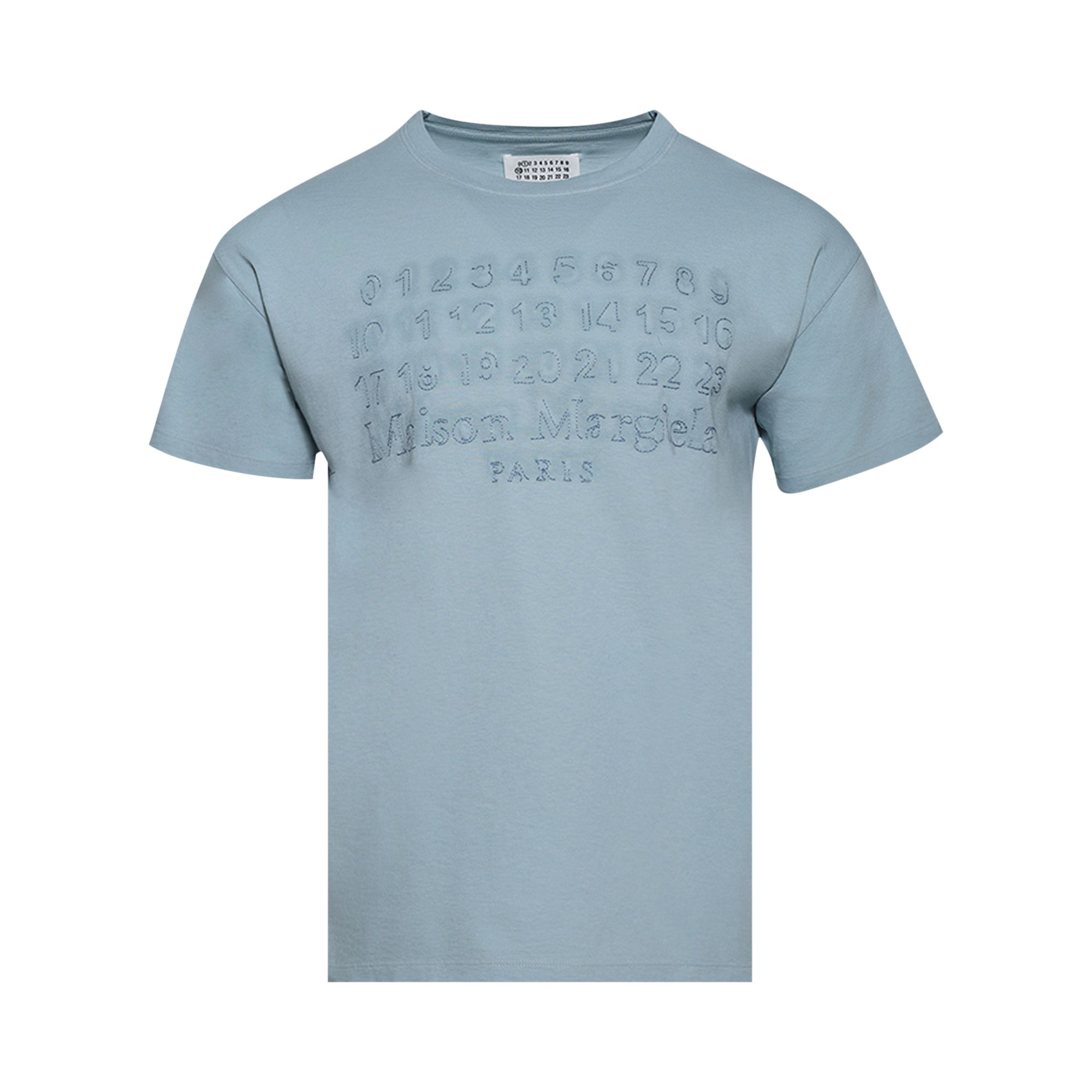Pre-owned Maison Margiela Logo Print T-shirt 'baby Blue' | Men's Size Xs
