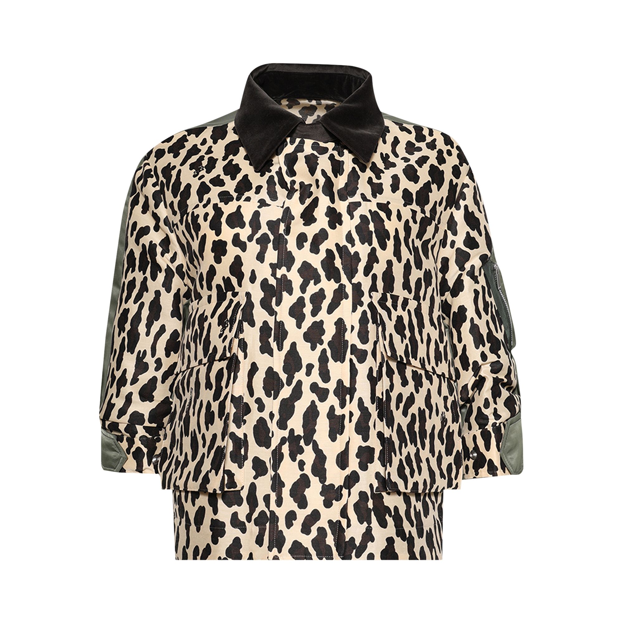 Pre-owned Sacai Leopard Print Nylon Twill Jacket 'ecru/khaki' | Tan | Women's Size 2