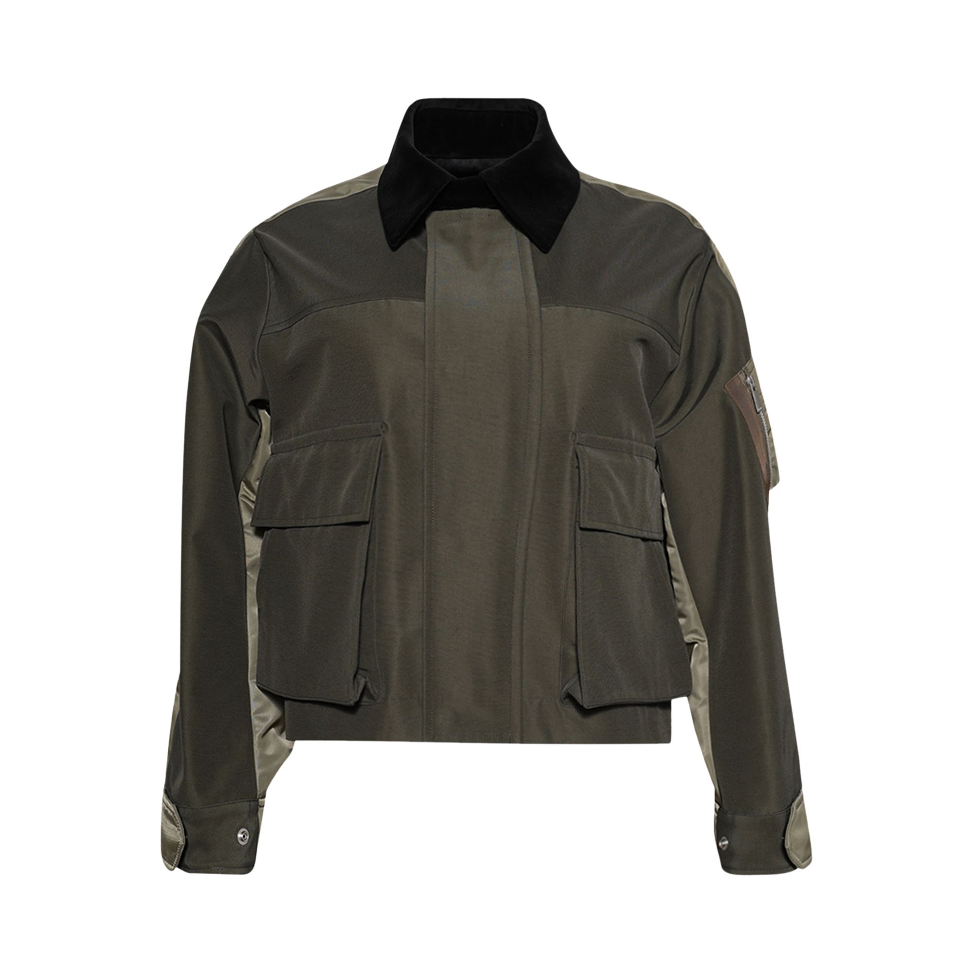 Pre-owned Sacai Grosgrain Nylon Twill Blouson 'khaki/beige' | Green | Women's Size 2
