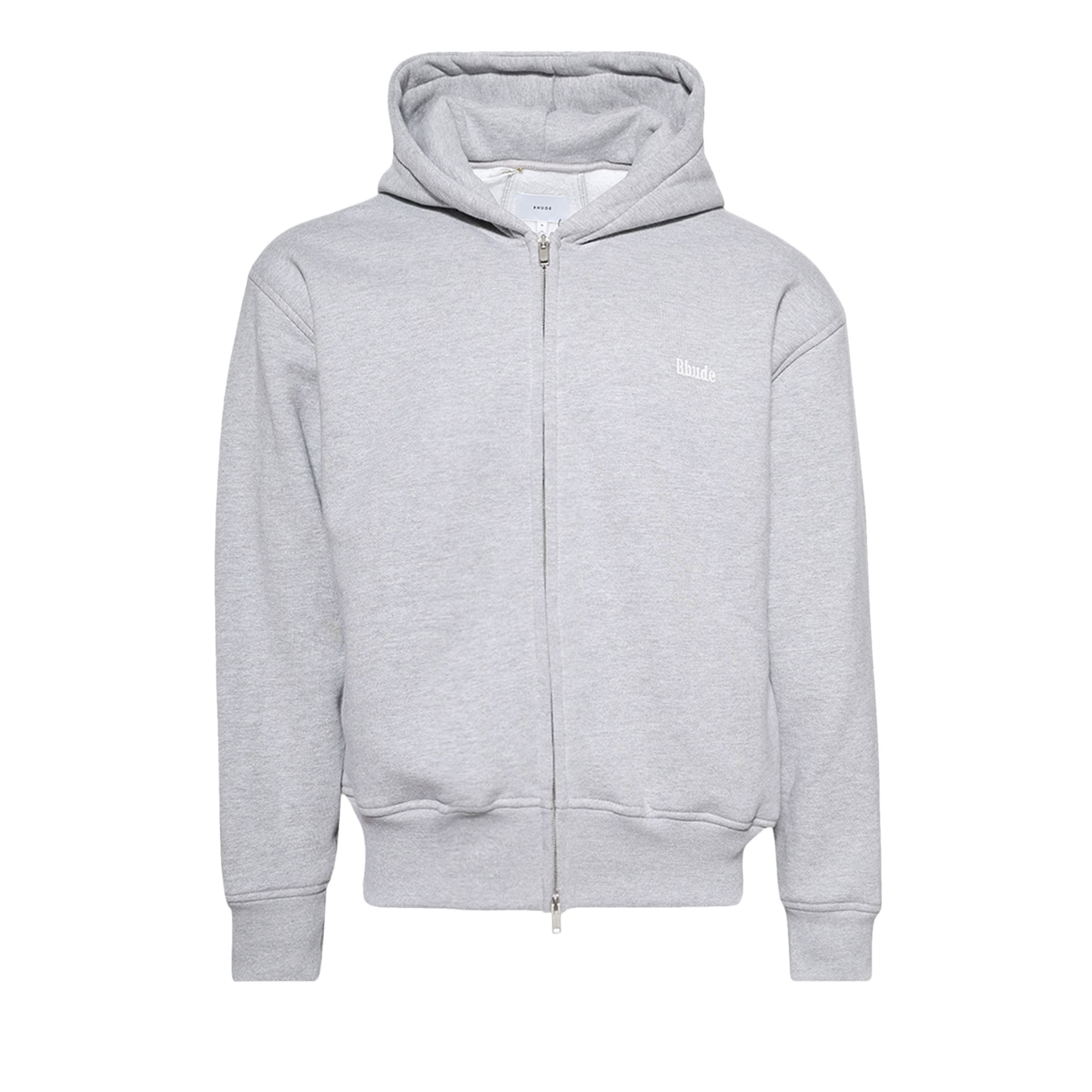 Pre-owned Rhude Classique Full-zip Hoodie 'heather Grey' | Men's Size Xxl