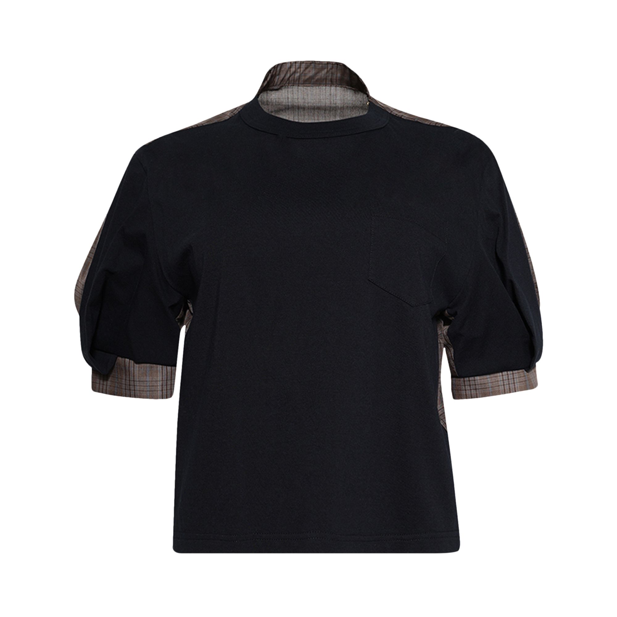 Pre-owned Sacai Spun Organza Jersey T-shirt 'brown Check' | Women's Size 2