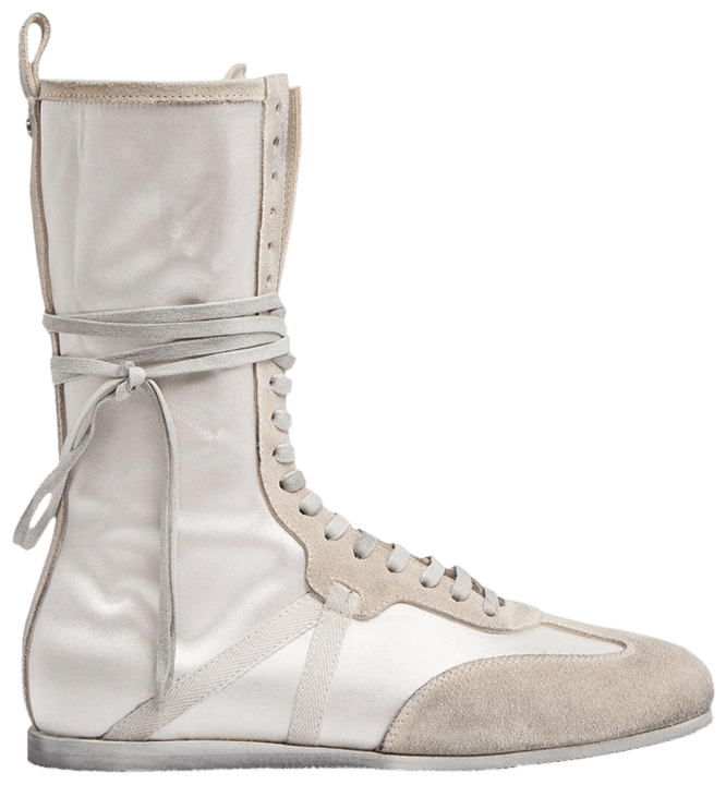 Ann Demeulemeester Wmns Fides Soft High Top Boxing Sneaker Worn Effect   White