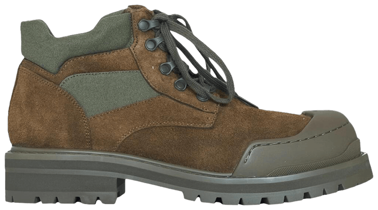 Marni Suede Patchy Combat Boot Olive