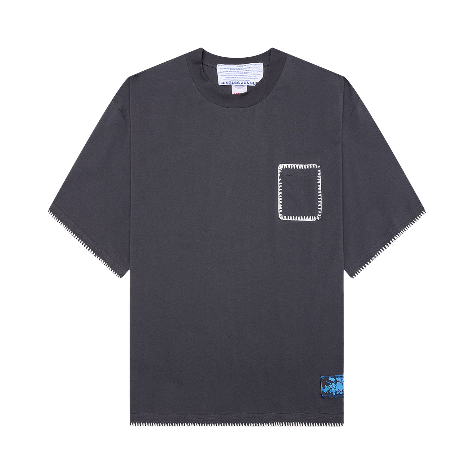 Pre-owned Jungles Blanket Stitch Vintage Tee 'sun Faded Grey' | Men's Size L
