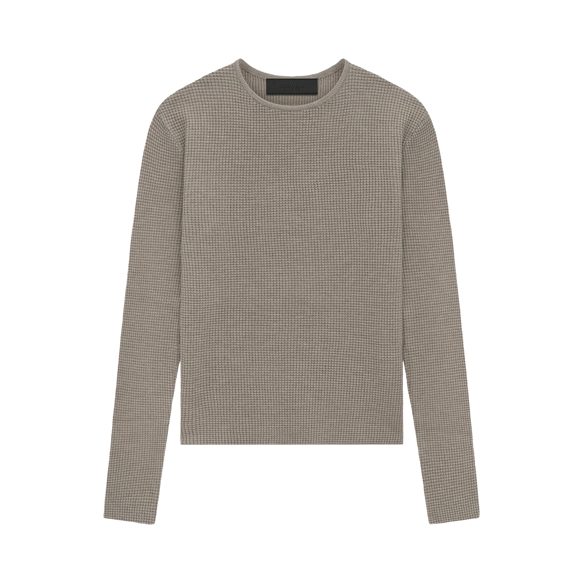 Pre-owned Essentials Fear Of God Waffle Fitted Long-sleeve Sweater 'heather Grey' | Women's Size L