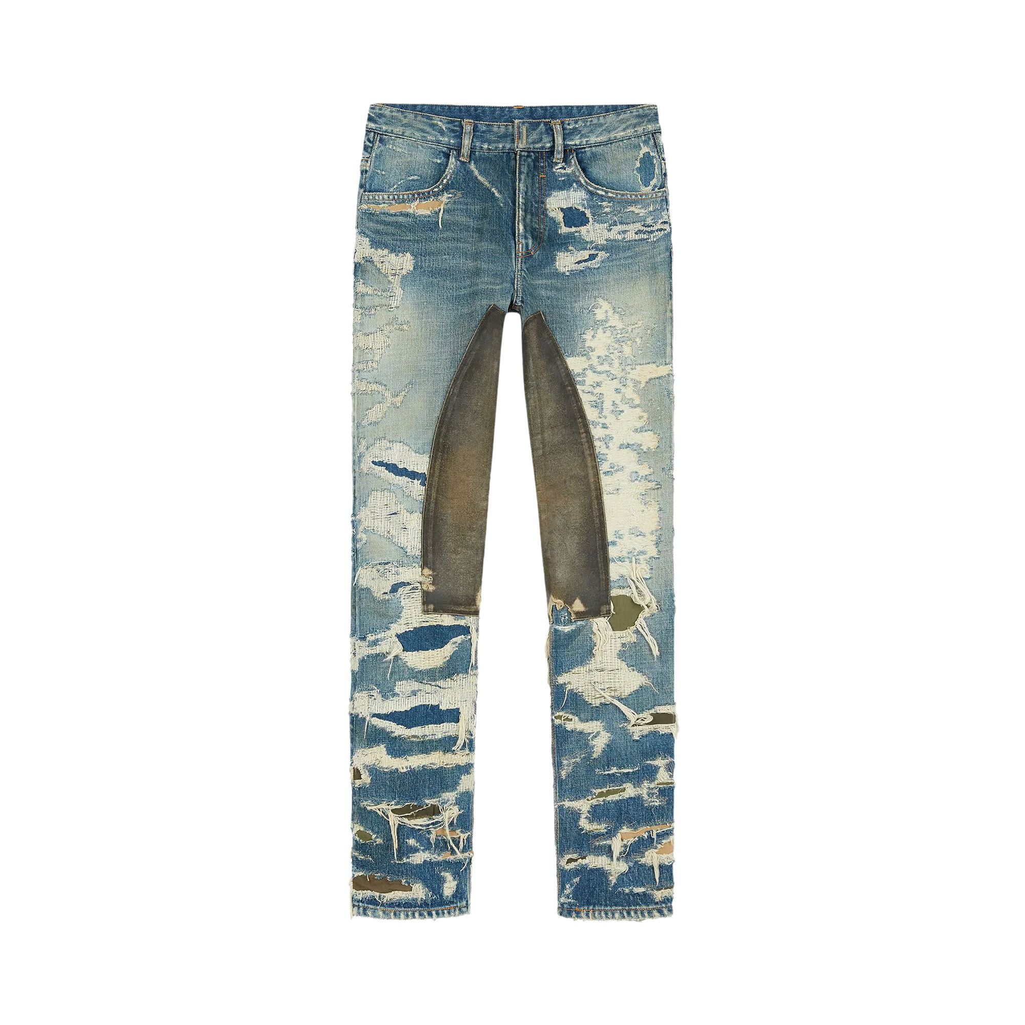 Pre-owned Givenchy Matthew Williams Distressed Jeans 'medium Blue' | Men's Size 33