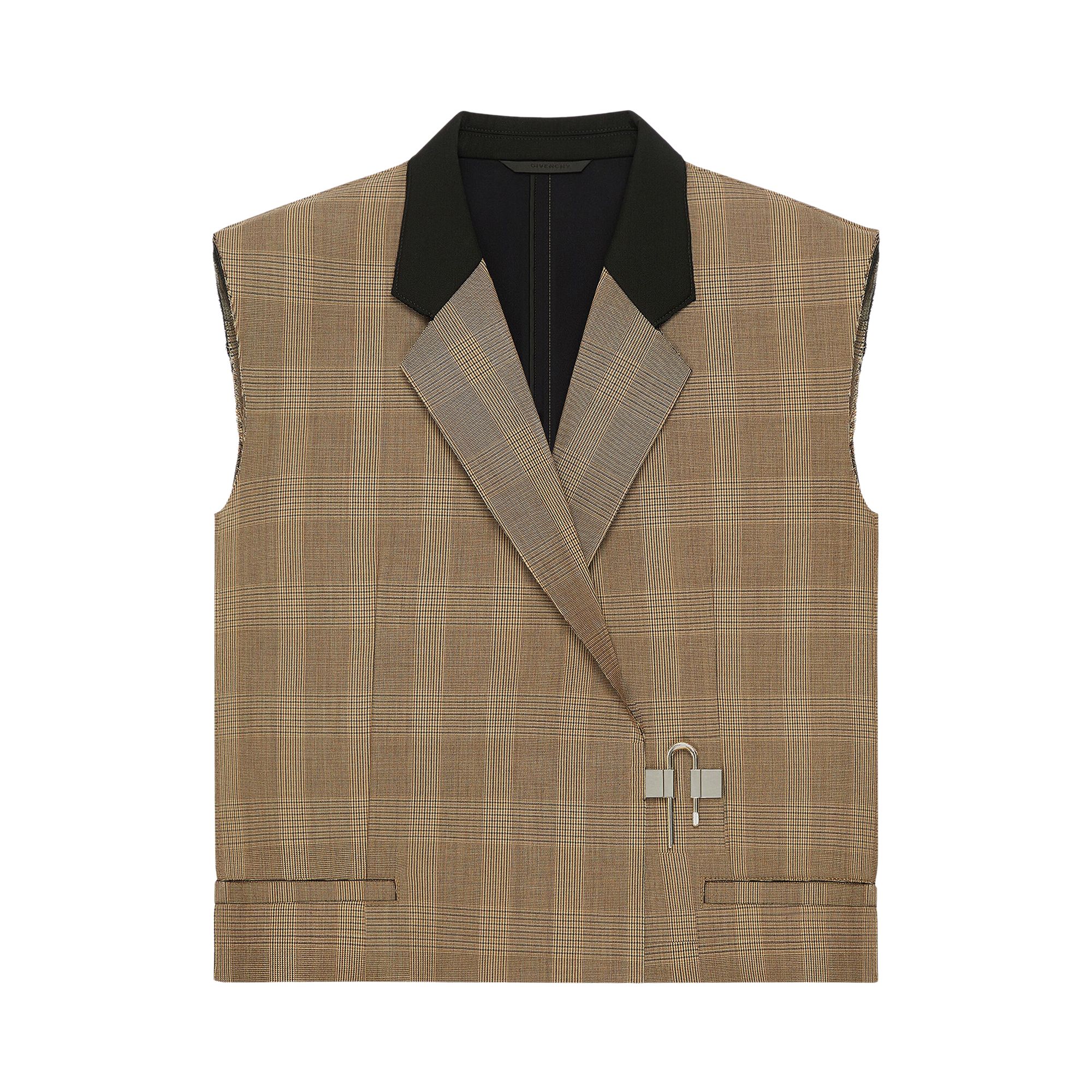 Pre-owned Givenchy Houndstooth Vest With U-lock Detail 'light Brown' | Women's Size 44