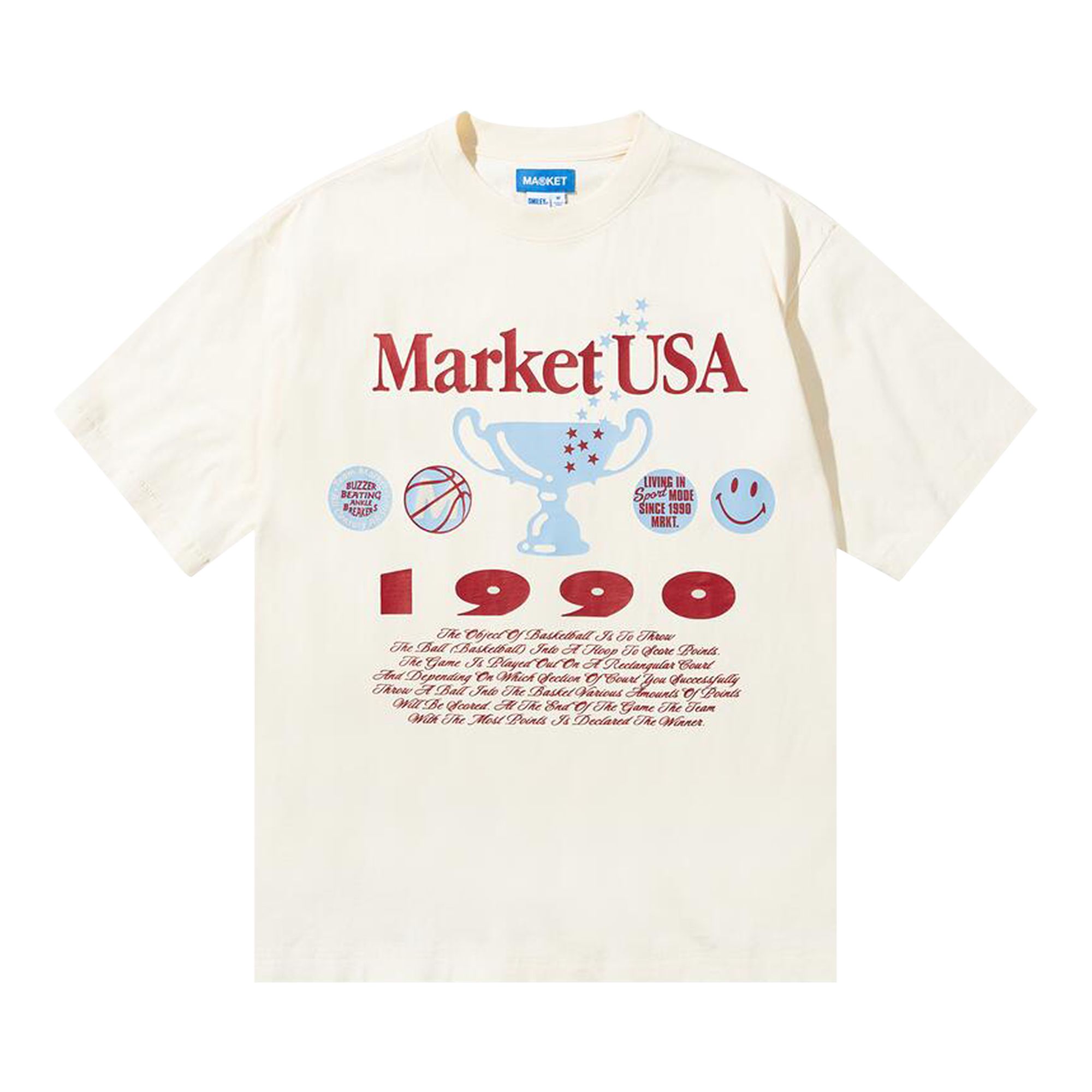 Pre-owned Market X Smiley 1990 T-shirt 'butter Cream' | White | Men's Size M