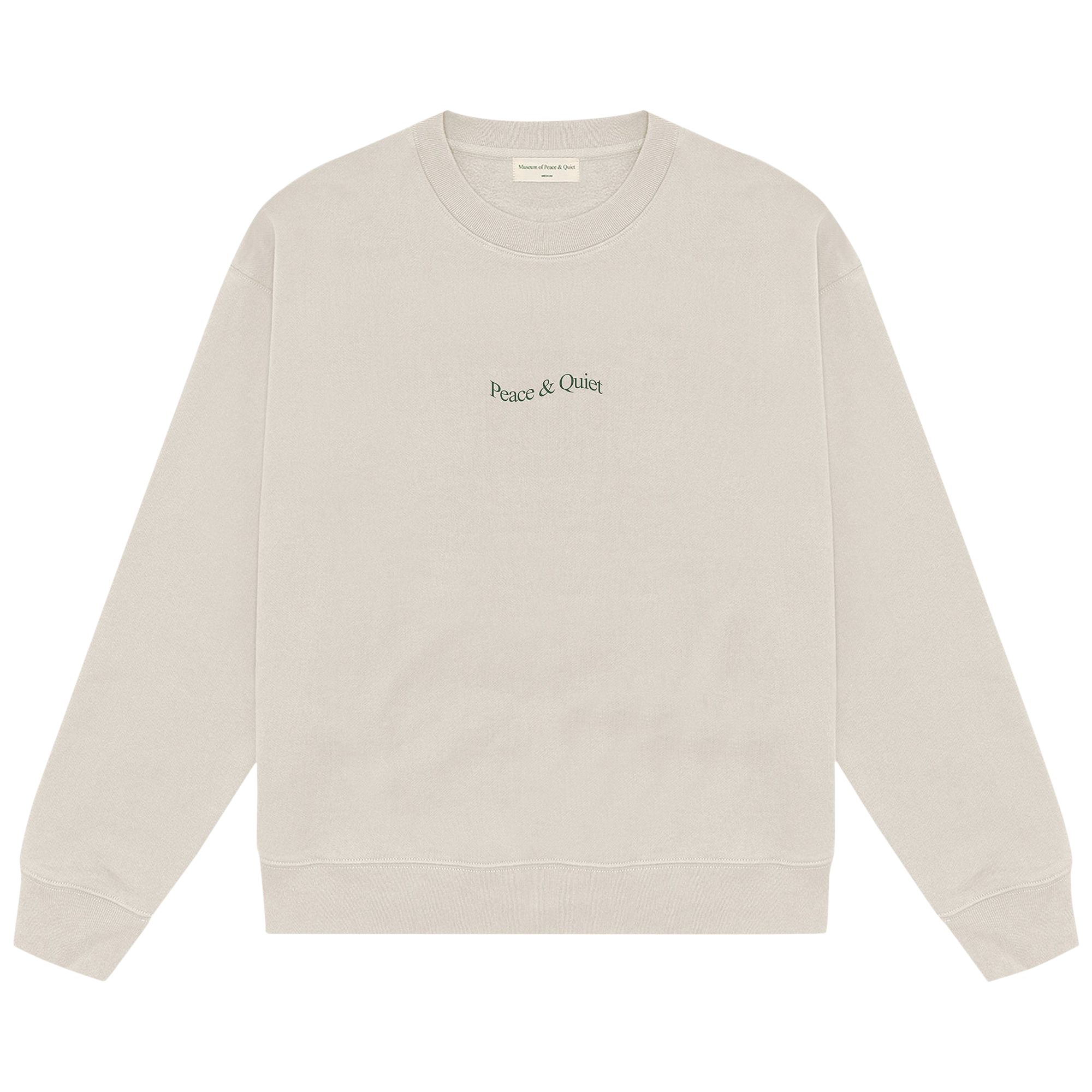 Pre-owned Museum Of Peace And Quiet Museum Of Peace & Quiet Wordmark Crewneck 'bone' | White | Men's Size L