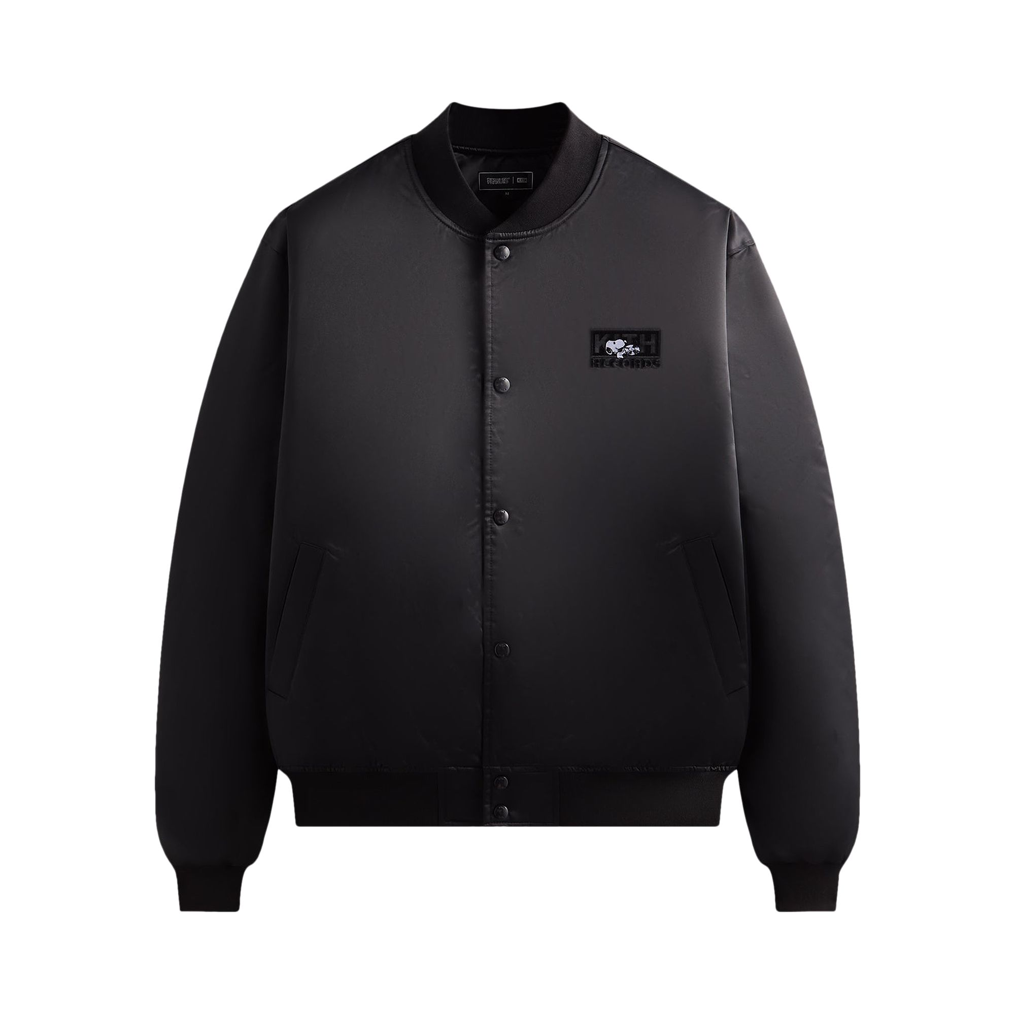 Pre-owned Kith For Peanuts Satin Bomber Jacket 'black' | Men's Size M