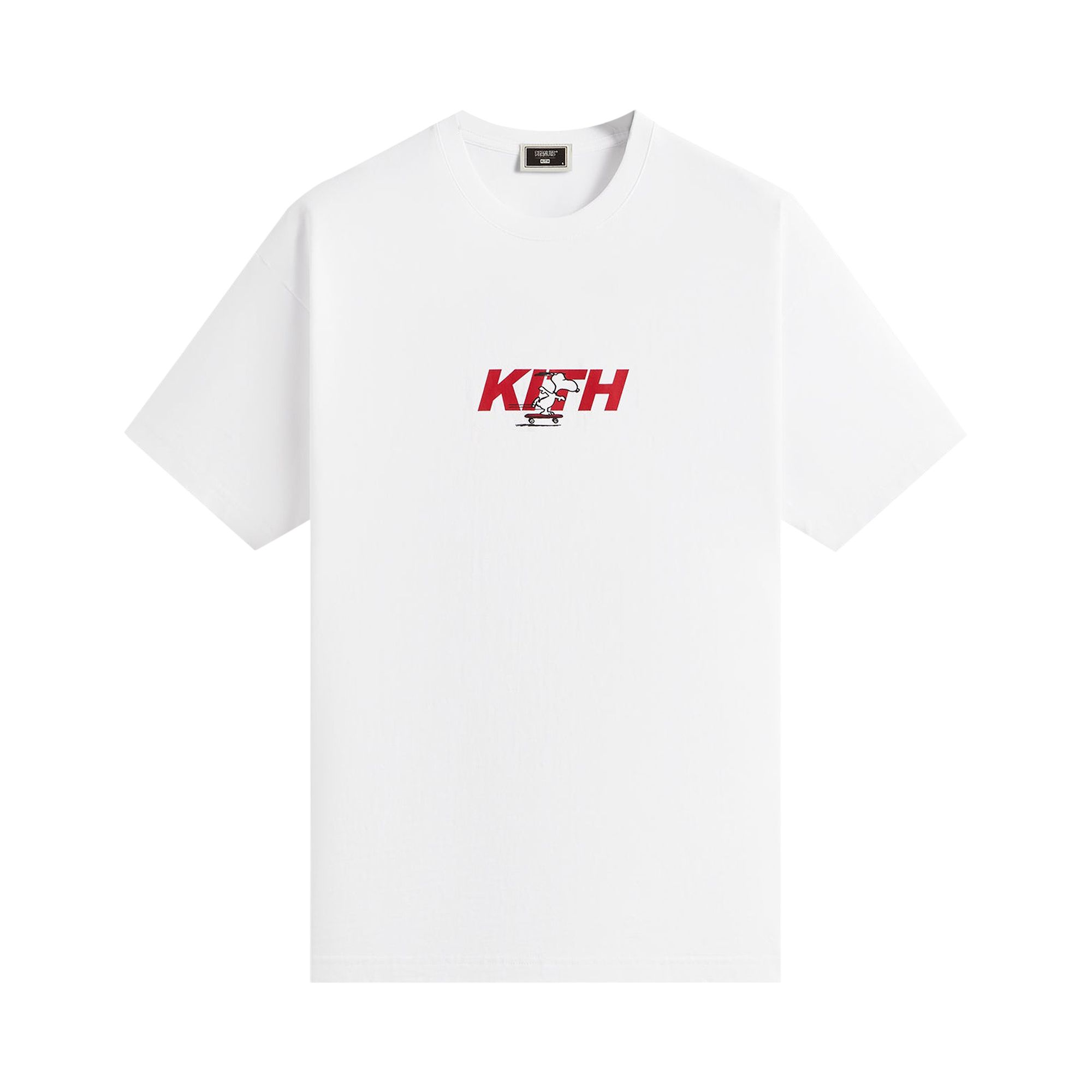 Pre-owned Kith For Peanuts Snoopy Skateboard Fast Logo Tee 'white' | Men's Size Xl