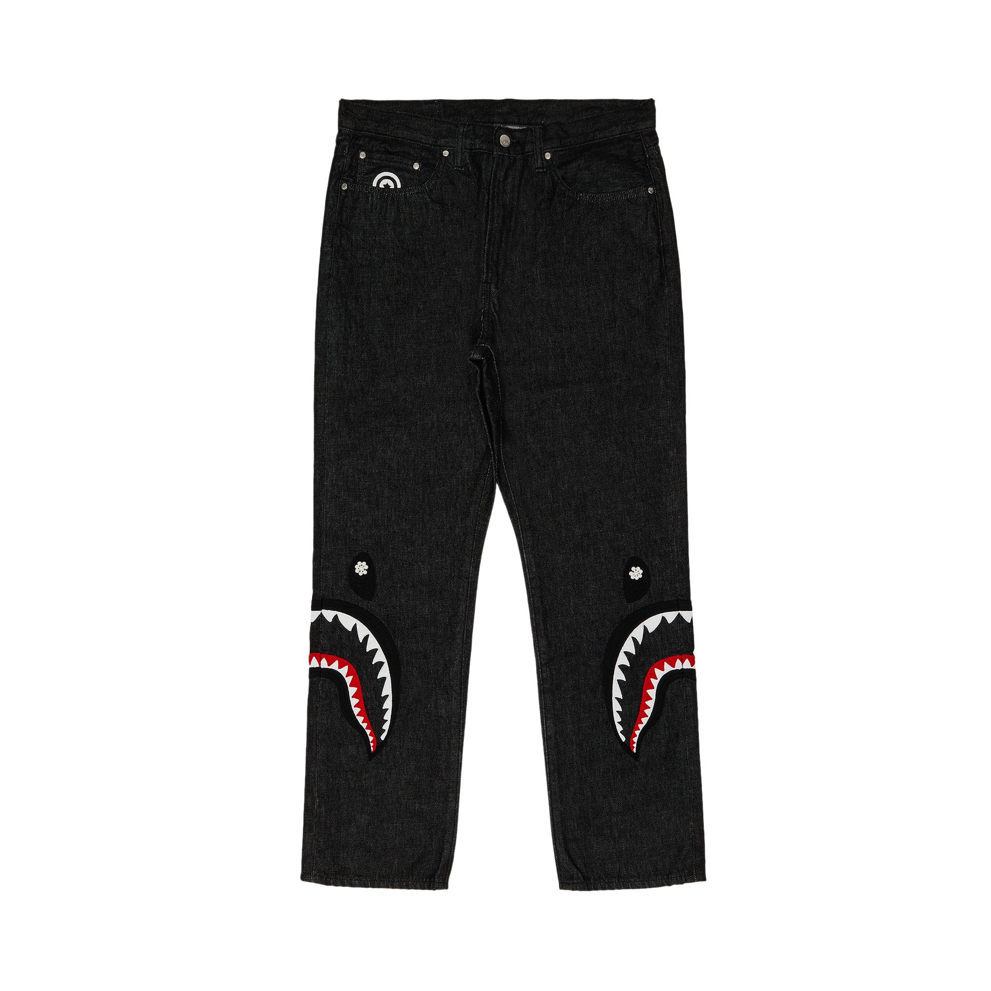 Pre-owned Bape Goat Exclusive  Pearl Shark Relaxed Fit Denim Pants 'black' | Men's Size M