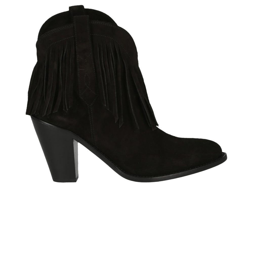 Pre-owned Saint Laurent Wmns Western Fringed Ankle Boot 'black Suede' | Women's Size 35.5