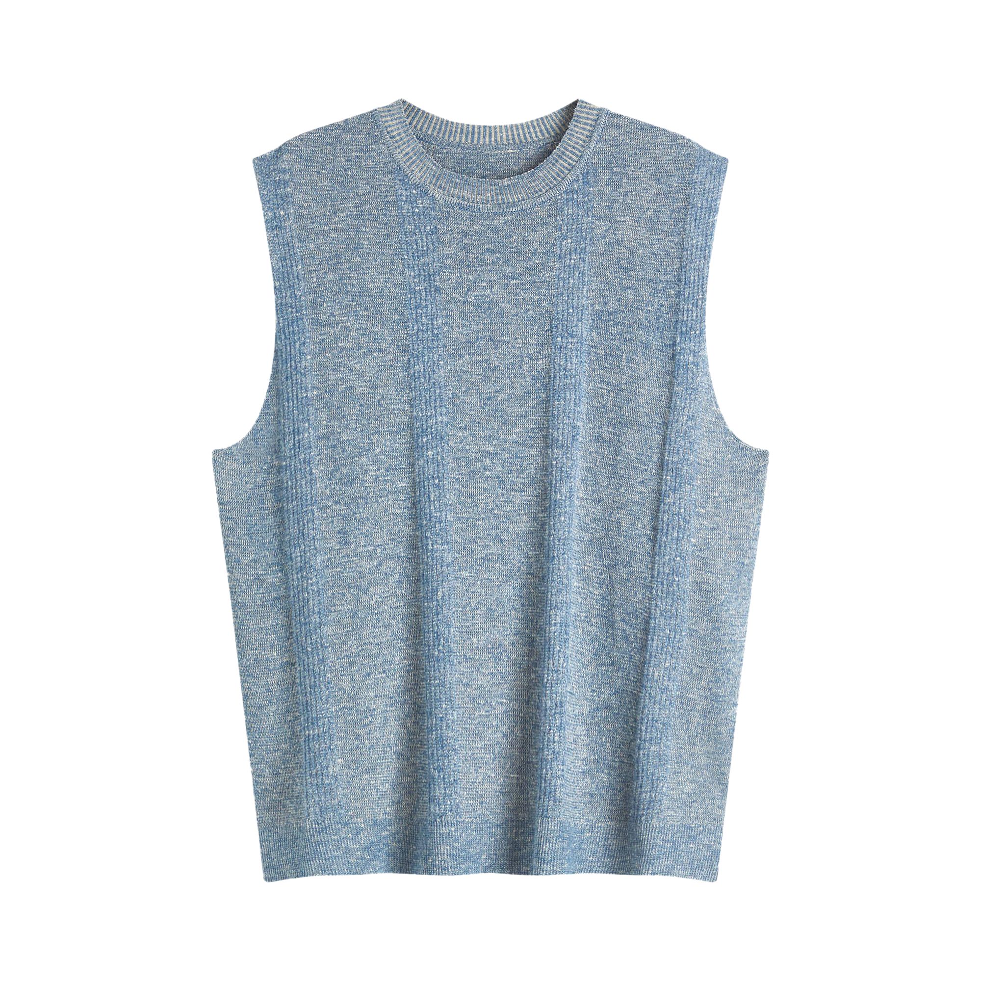 Pre-owned Maison Margiela Chiné Knit Tank Top 'petrol' | Blue | Men's Size Xl
