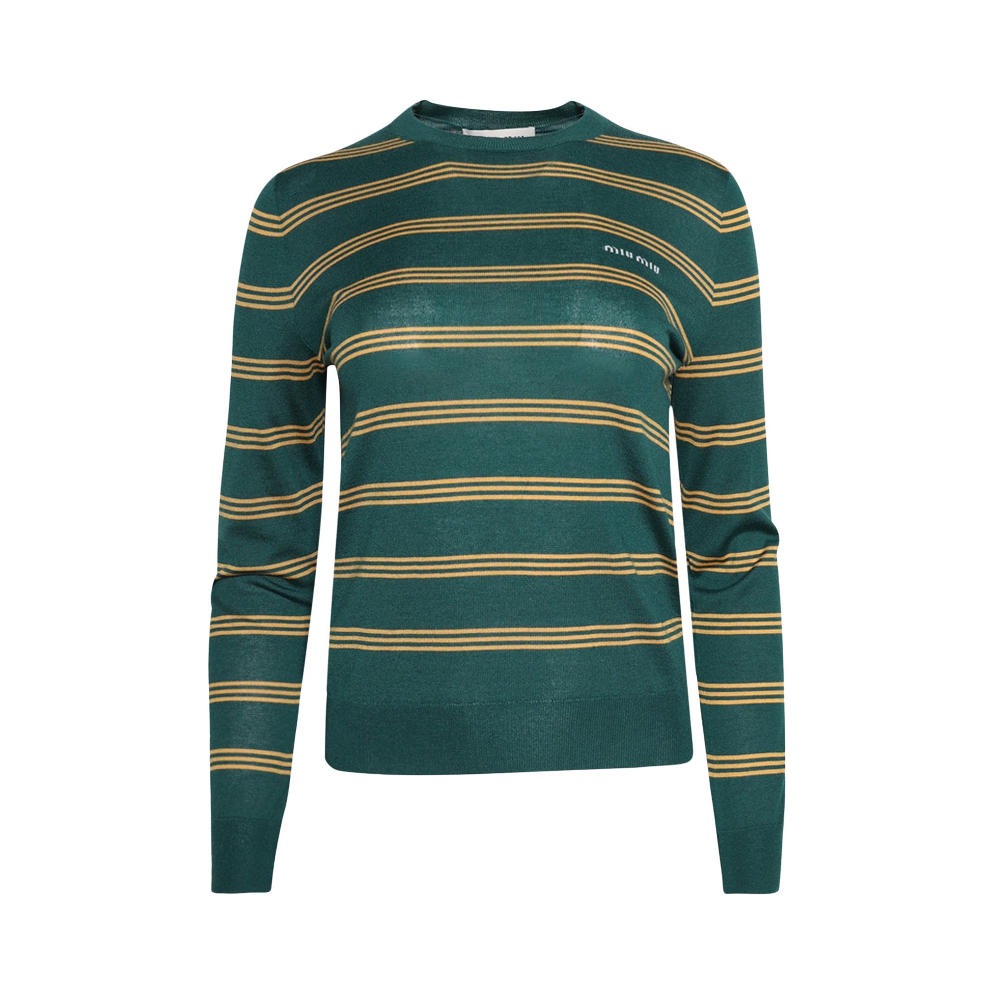 Pre-owned Miu Miu Striped Sweater 'verde' | Green | Women's Size 42