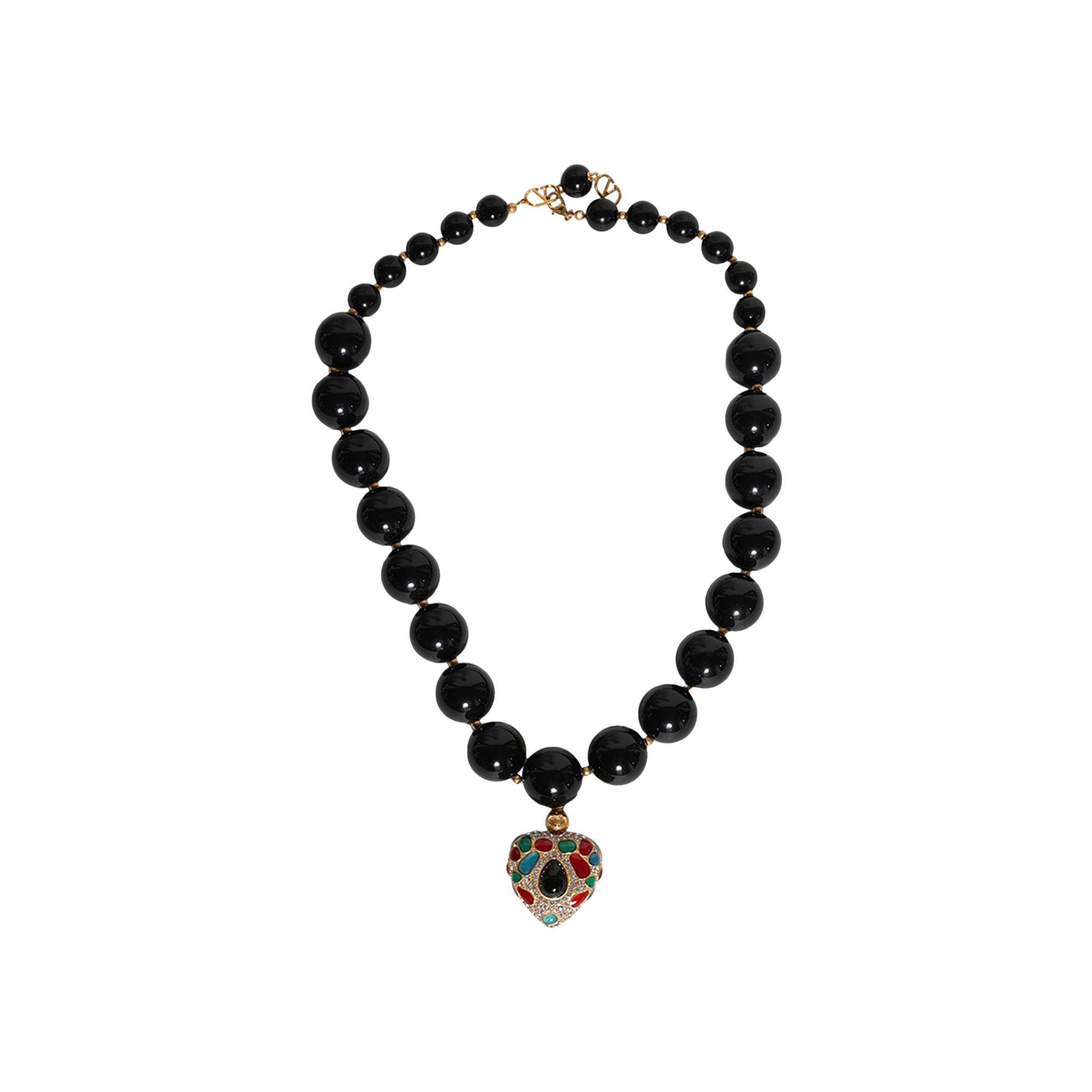 Pre-owned Valentino Garavani Valentino Coeur Royal Necklace 'black' | Multi-color | Men's Size Onesize