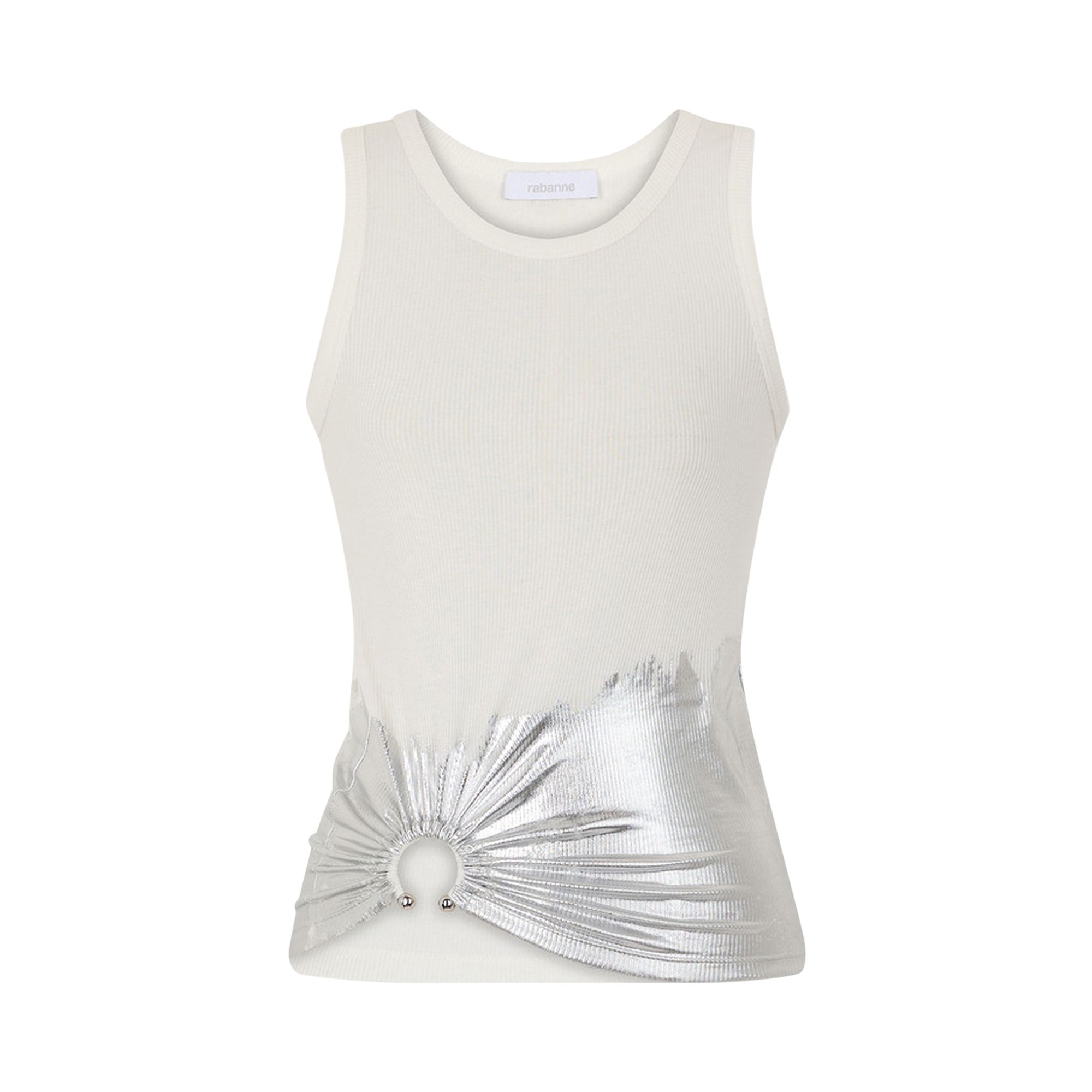 Pre-owned Rabanne Piercing Ribbed Jersey Tank Top 'white/silver' | Women's Size S
