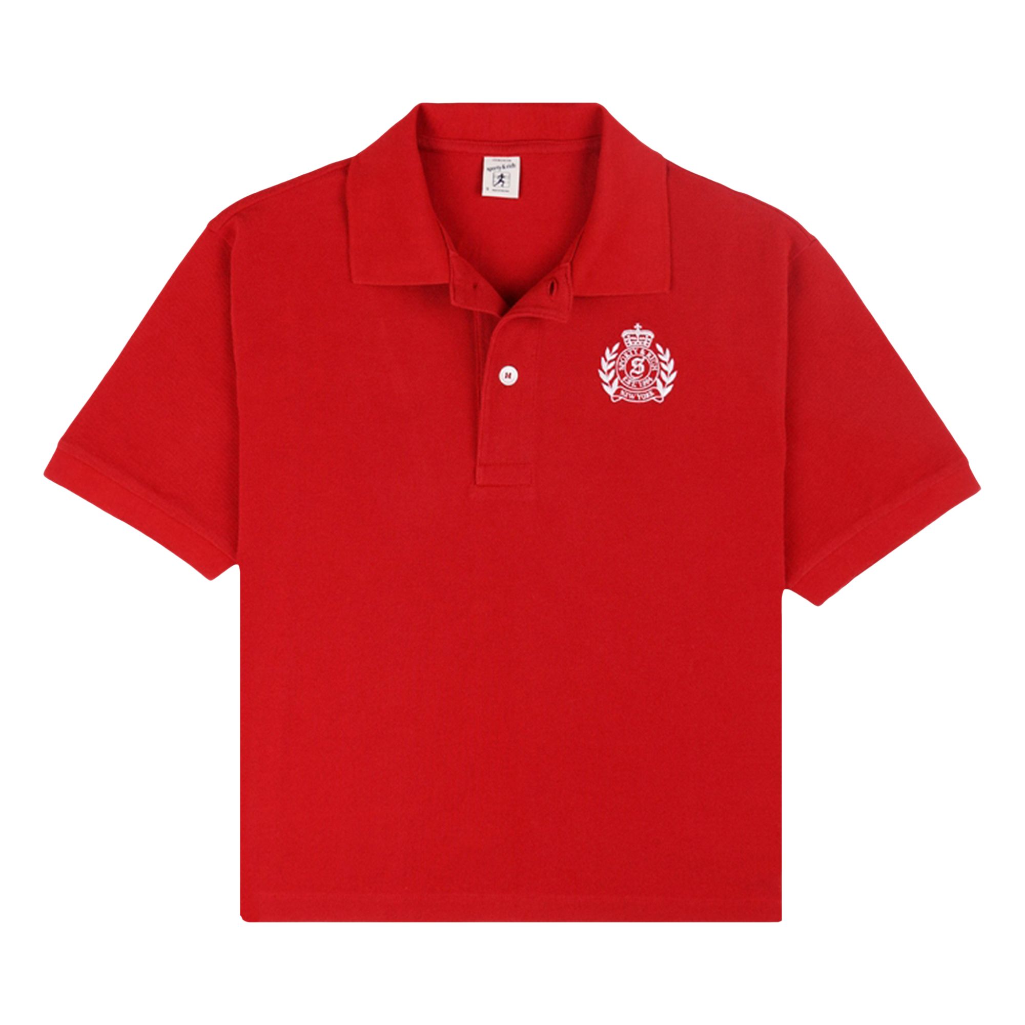Pre-owned Sporty And Rich Sporty & Rich H&w Crest Pique Polo 'ruby' | Red | Women's Size M