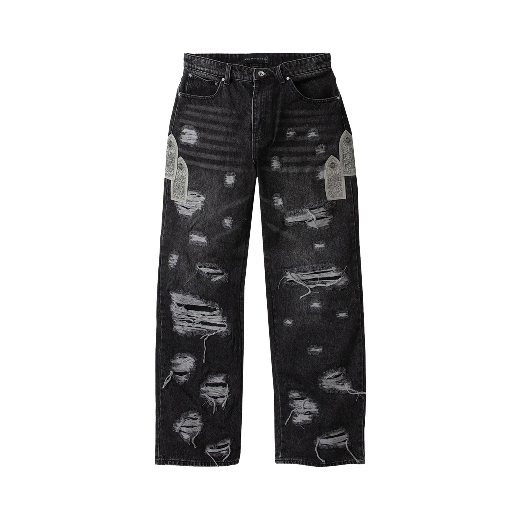 Pre-owned Who Decides War Side Patch Relaxation Denim Jeans 'vintage Grey' | Men's Size 28