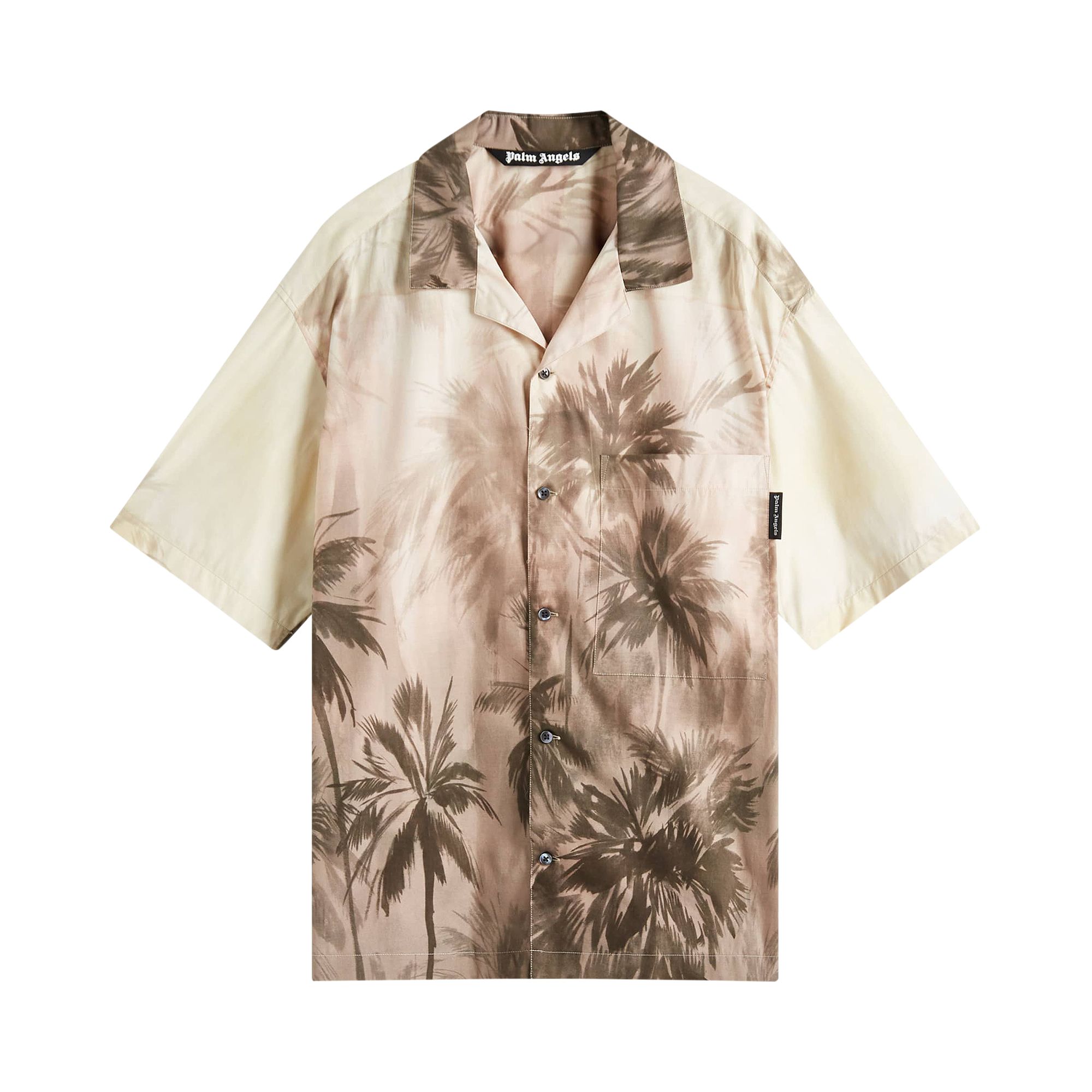 Pre-owned Palm Angels Sunset Palms Bowling Shirt 'beige' | Tan | Men's Size 46