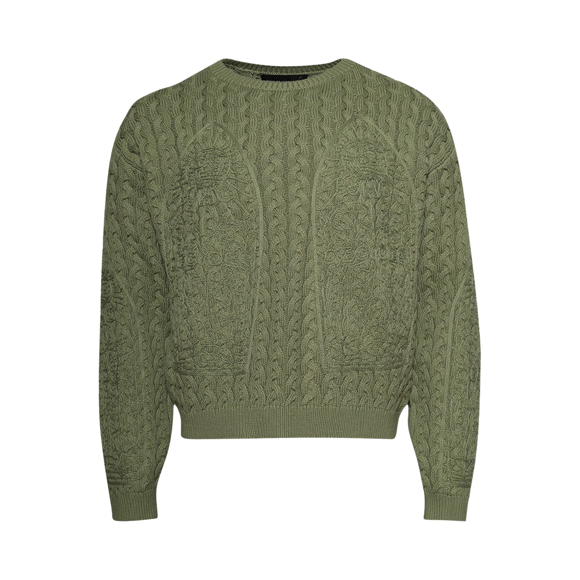 Pre-owned Who Decides War Lagoon Cable Knit Sweater 'olive' | Green | Men's Size M
