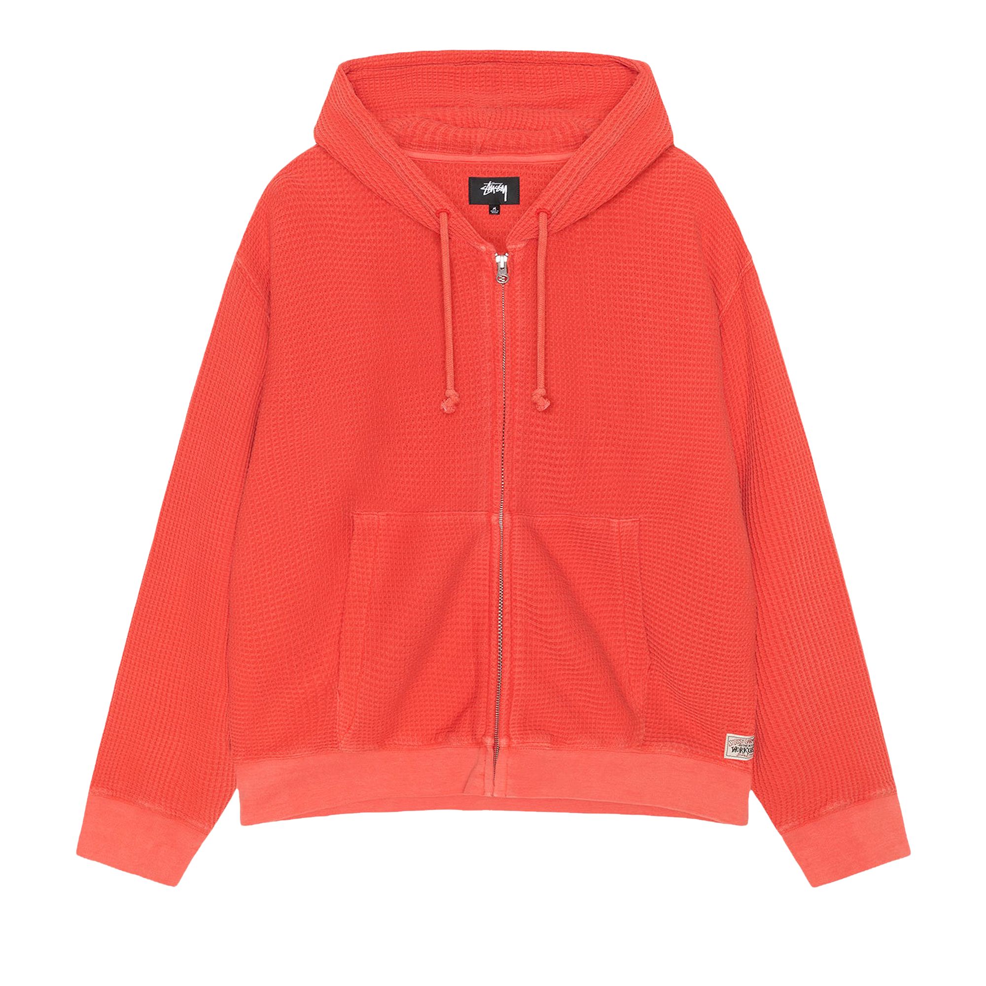 Pre-owned Stussy Double Layer Waffle Zip Hoodie 'red' | Men's Size M