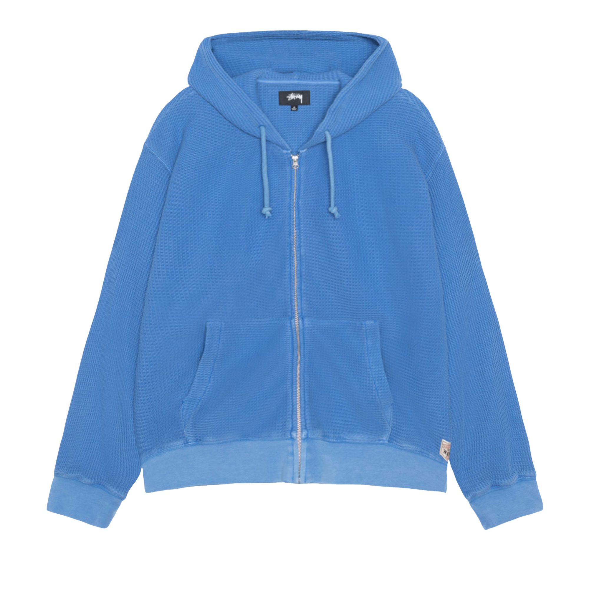 Pre-owned Stussy Double Layer Waffle Zip Hoodie 'blue' | Men's Size L