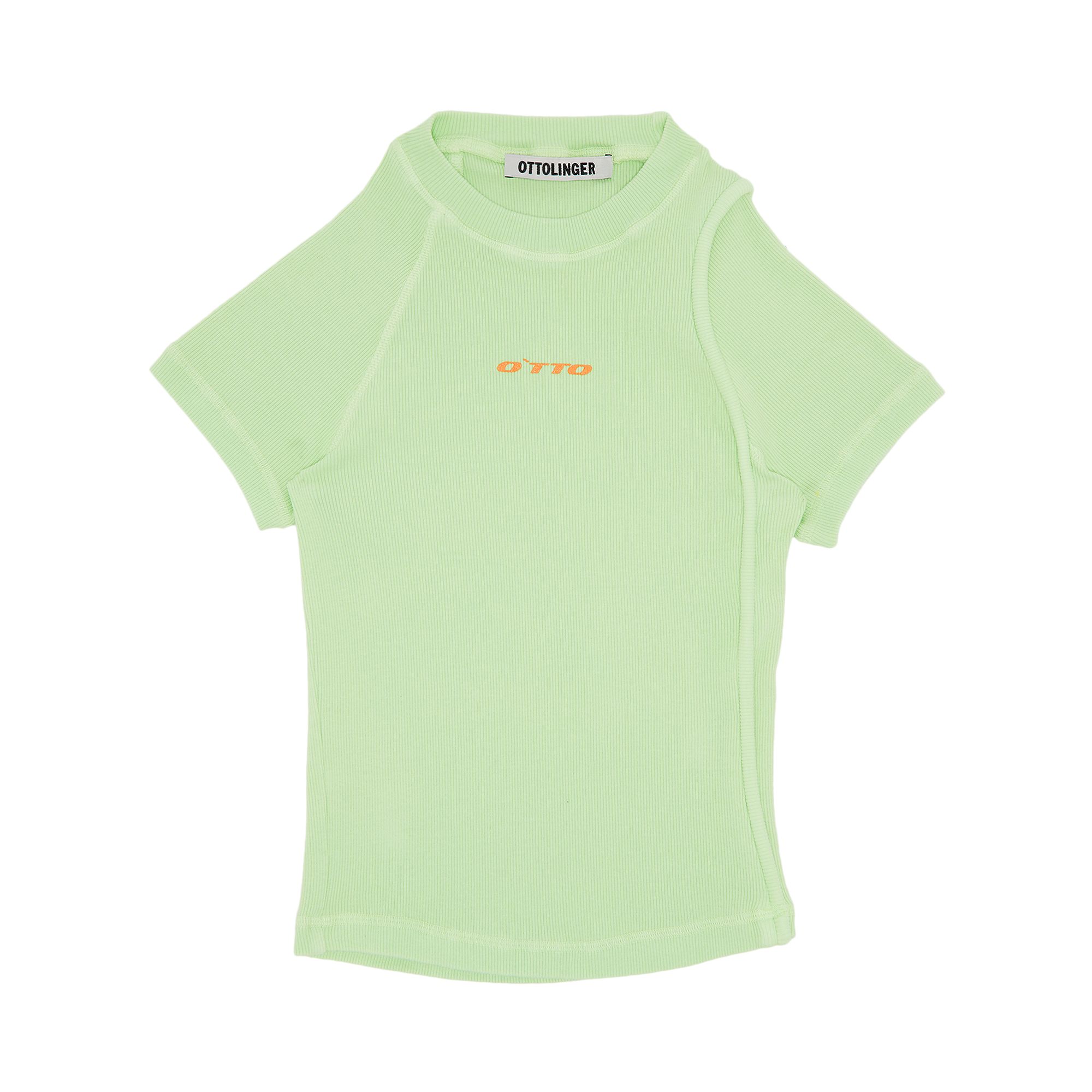 Pre-owned Ottolinger Deconstructed Rib T-shirt 'green' | Women's Size L