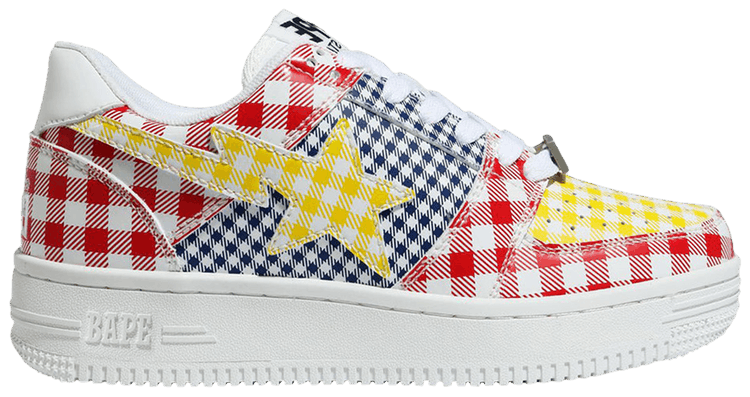 Wmns Bapesta Low Gingham Pack   Red