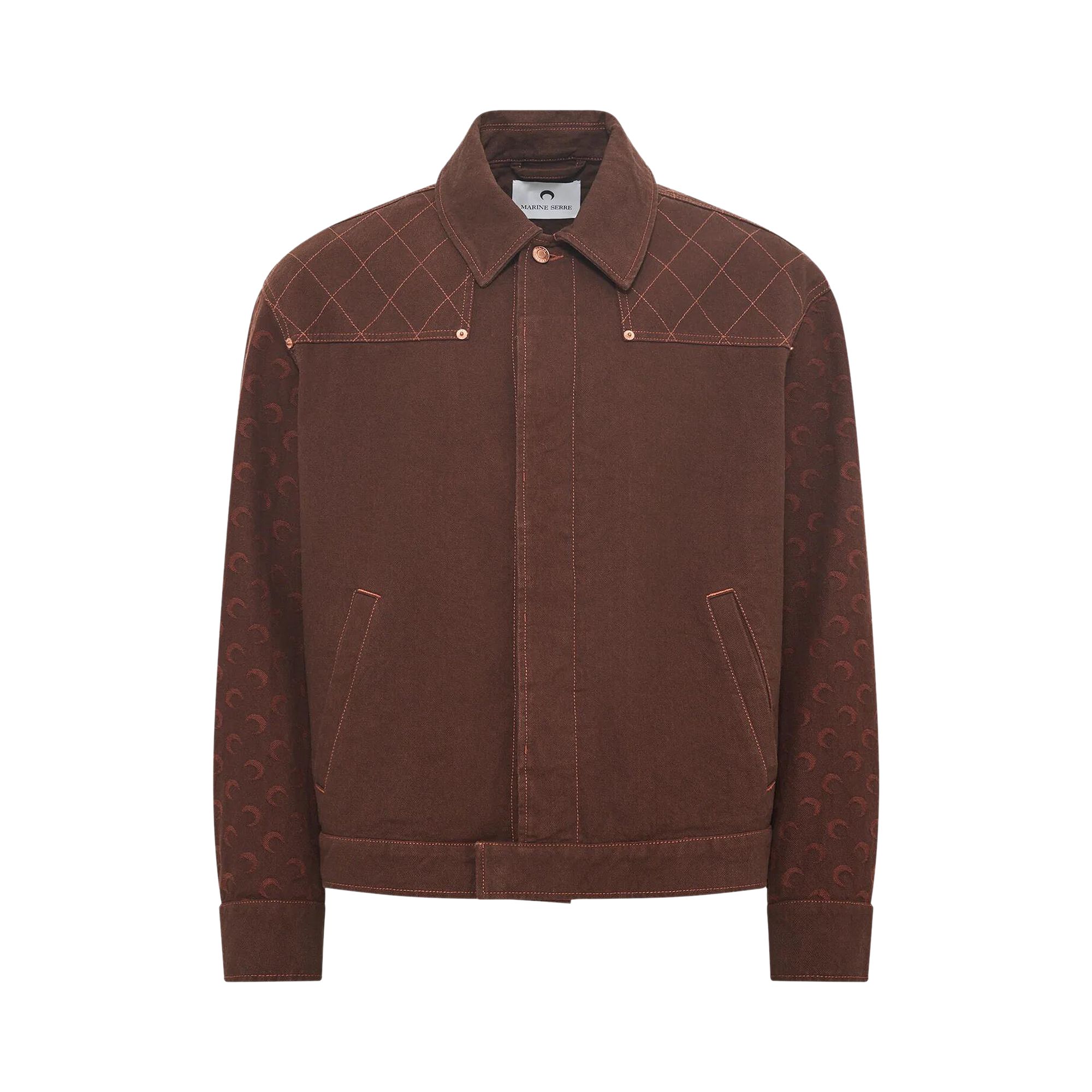 Pre-owned Marine Serre Moon Jacquard Twill Workwear Jacket 'deep Brown' | Men's Size Xl