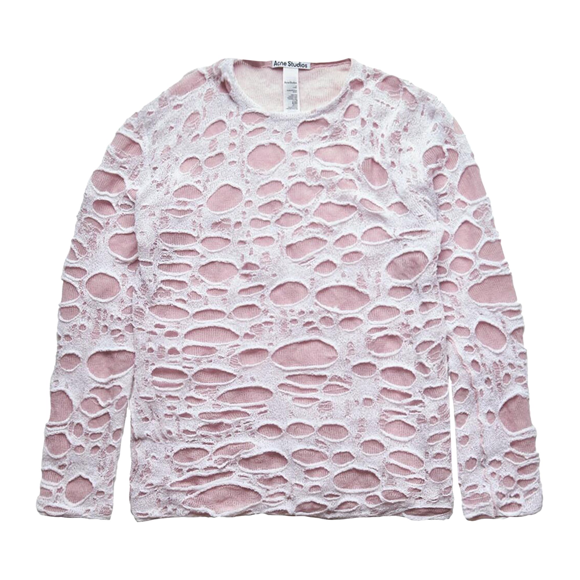 Pre-owned Acne Studios Layered Knit Cobweb Top 'white' | Men's Size Xl