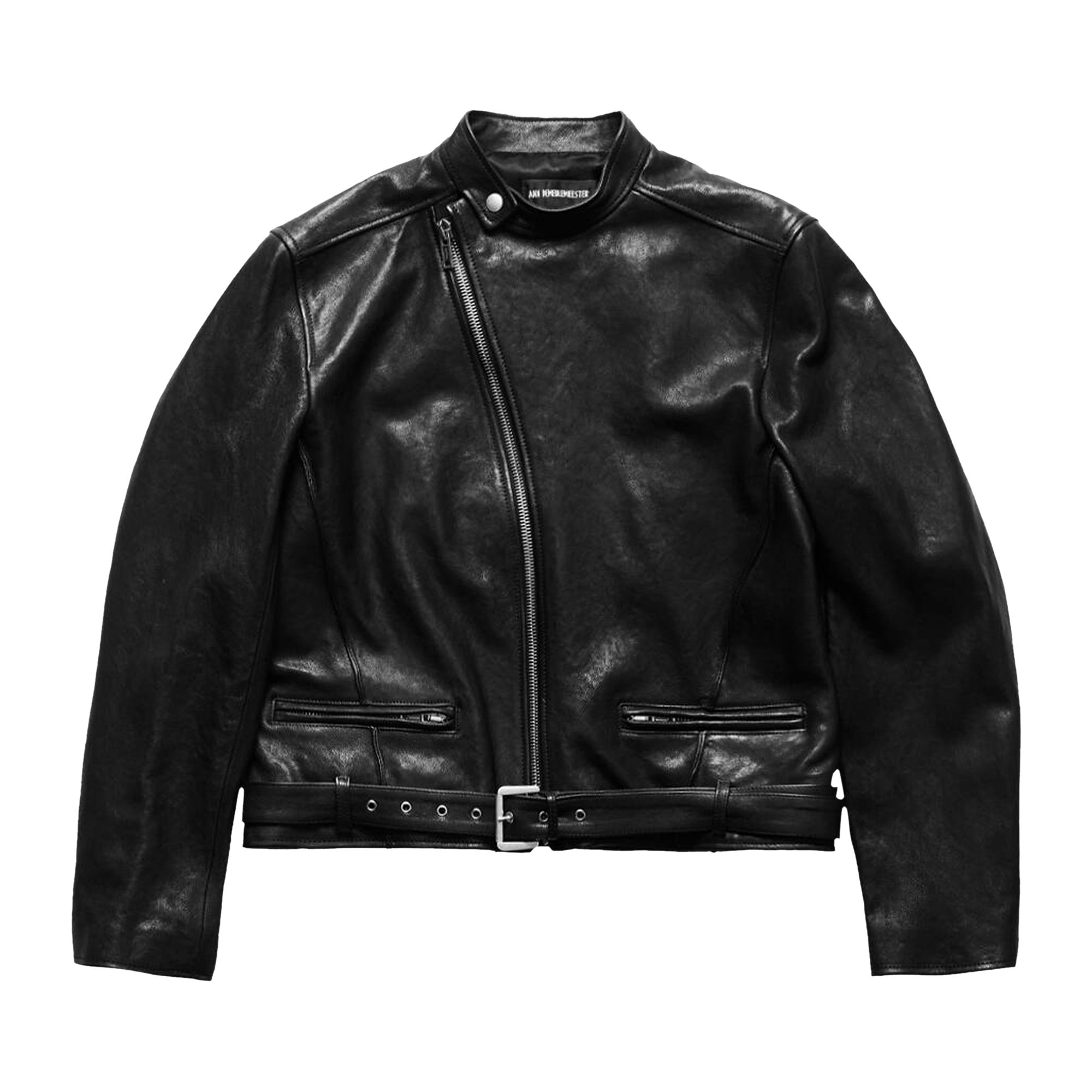 Pre-owned Ann Demeulemeester Taale Fitted Leather Biker Jacket 'black' | Men's Size 48