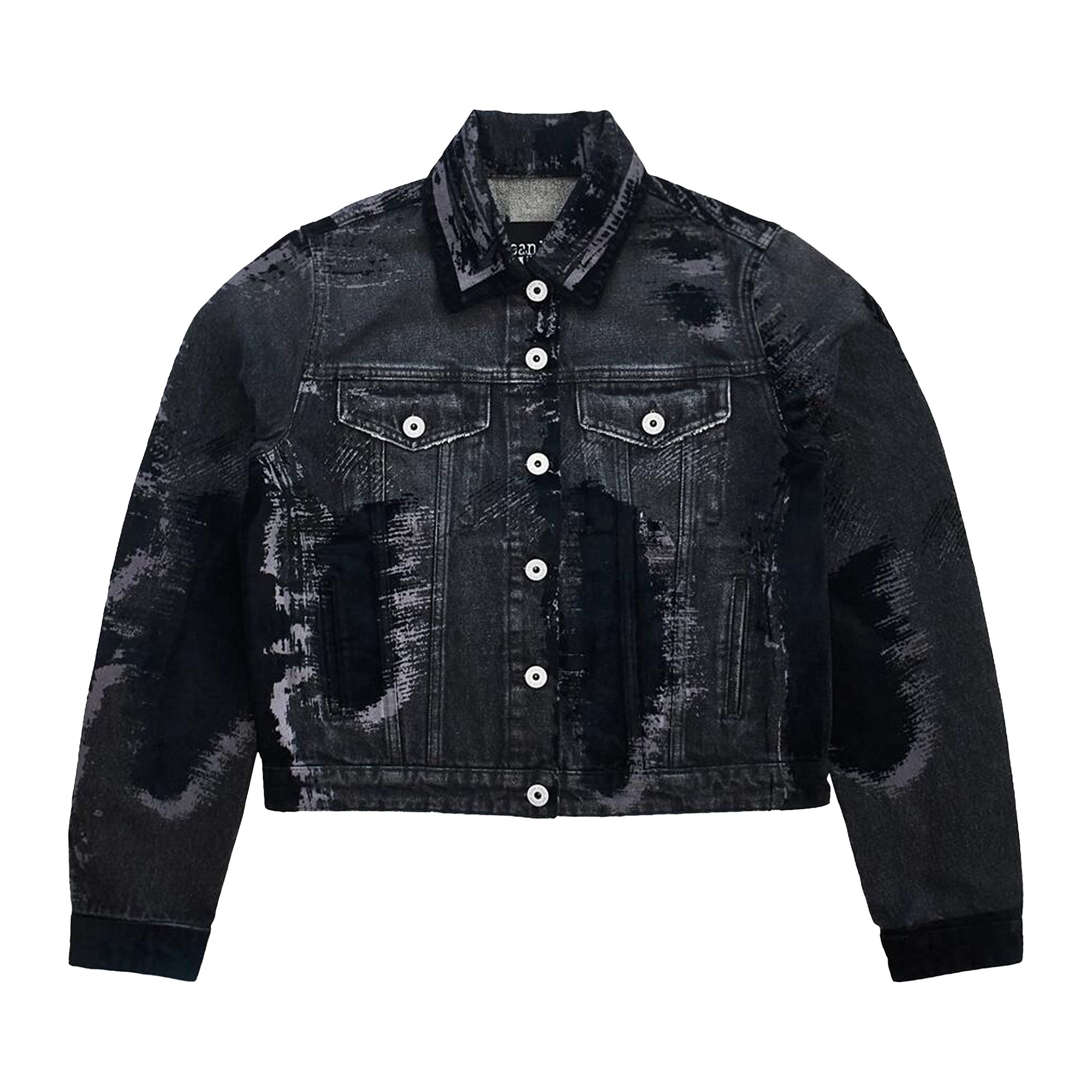 Pre-owned Jean Paul Gaultier Flocked Denim Jacket 'black' | Women's Size L