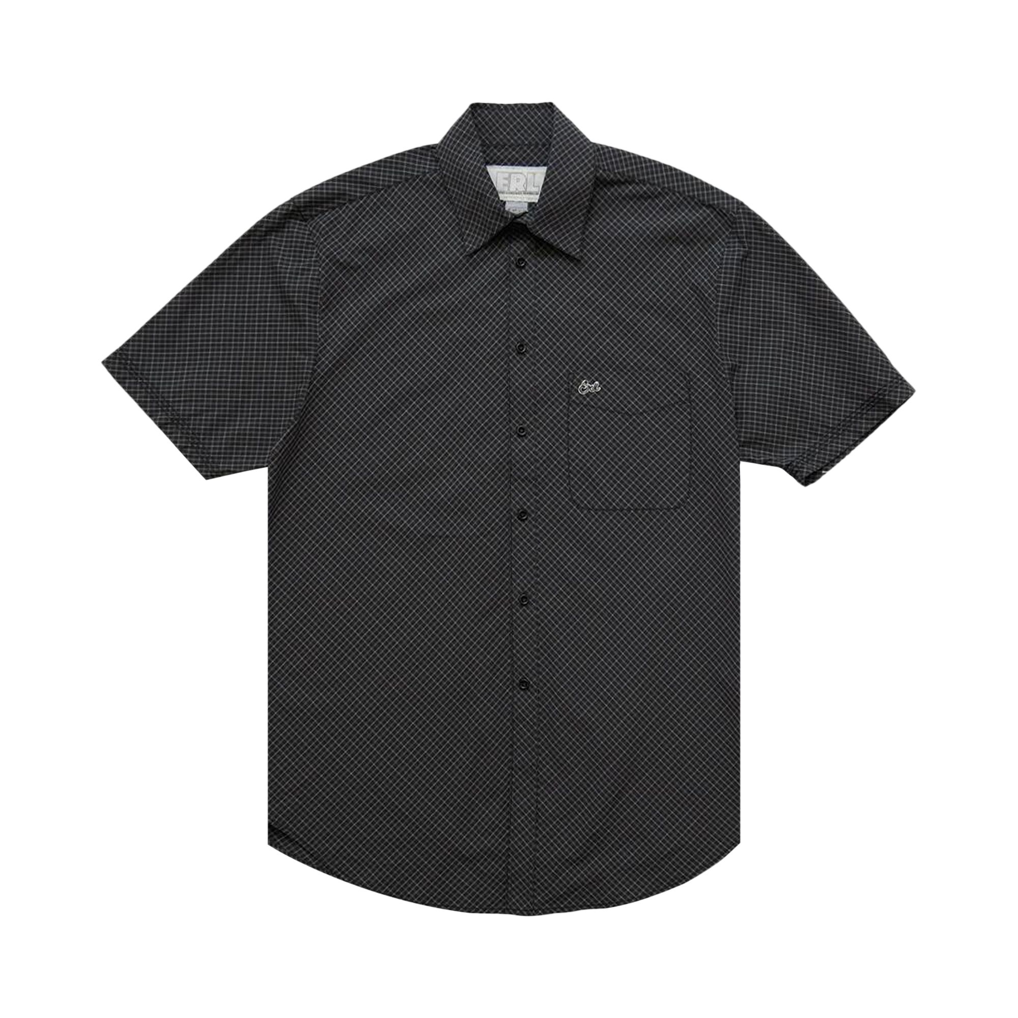 Pre-owned Erl Mini Plaid Short-sleeve Shirt 'black' | Men's Size L