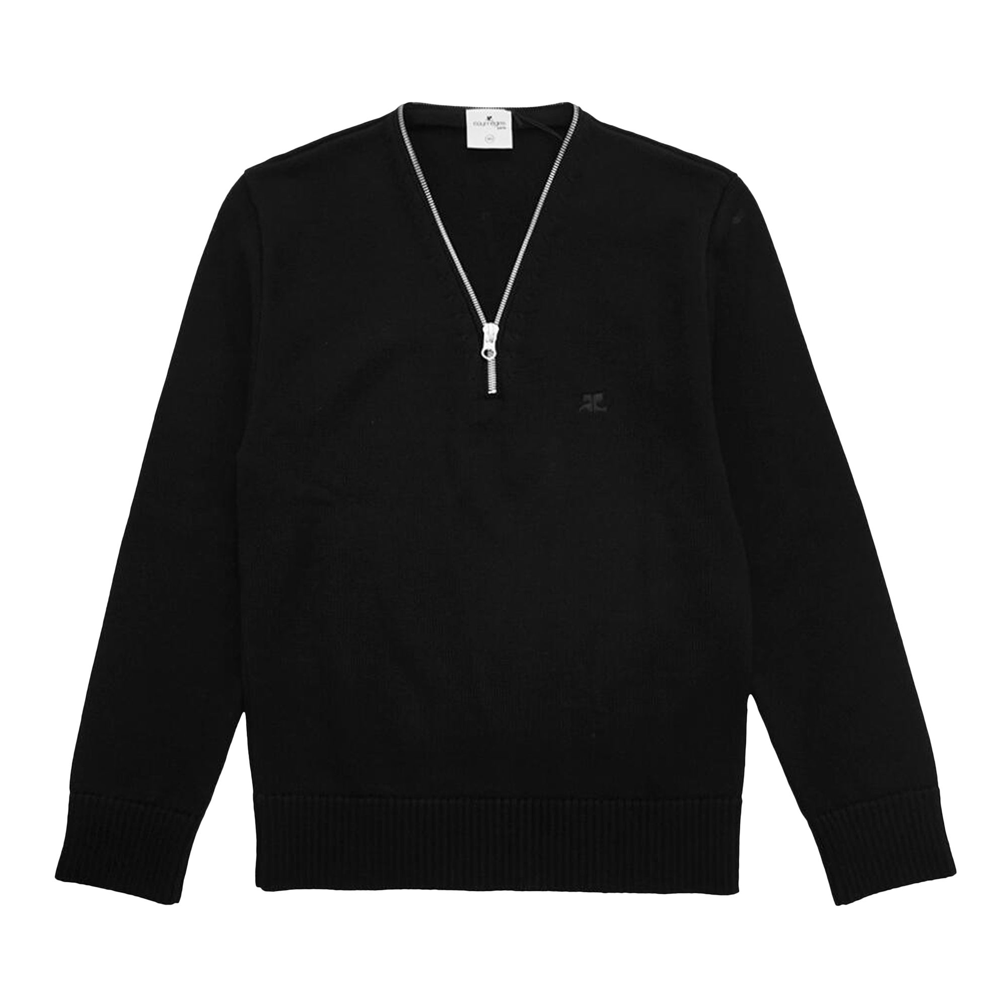 Pre-owned Courrèges Zipped Wool Sweater 'black' | Men's Size L