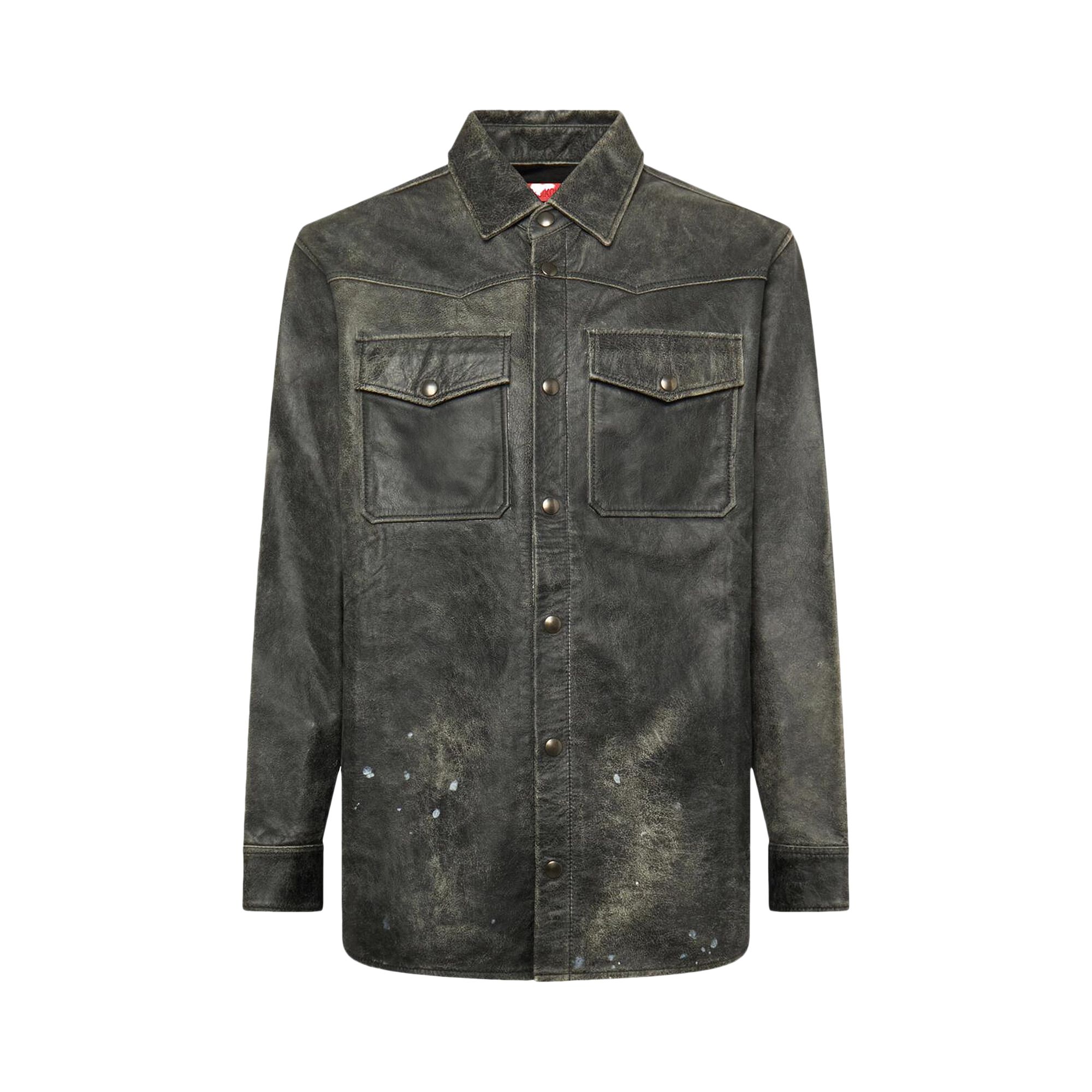 Pre-owned Kusikohc Leather Printed Shirt 'black' | Men's Size Xl