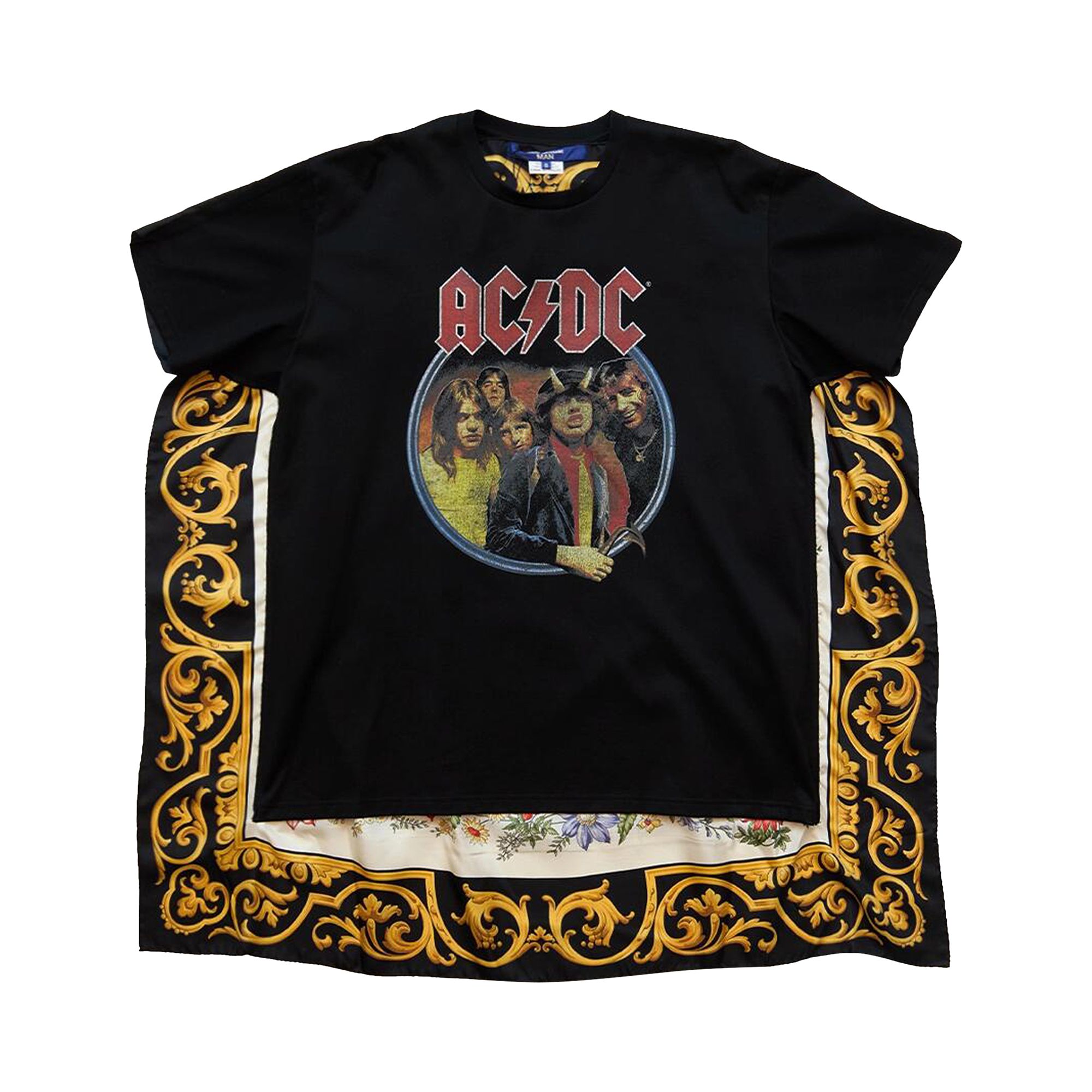 Pre-owned Junya Watanabe Man Ac/dc Printed Caped Tee 'black' | Men's Size M