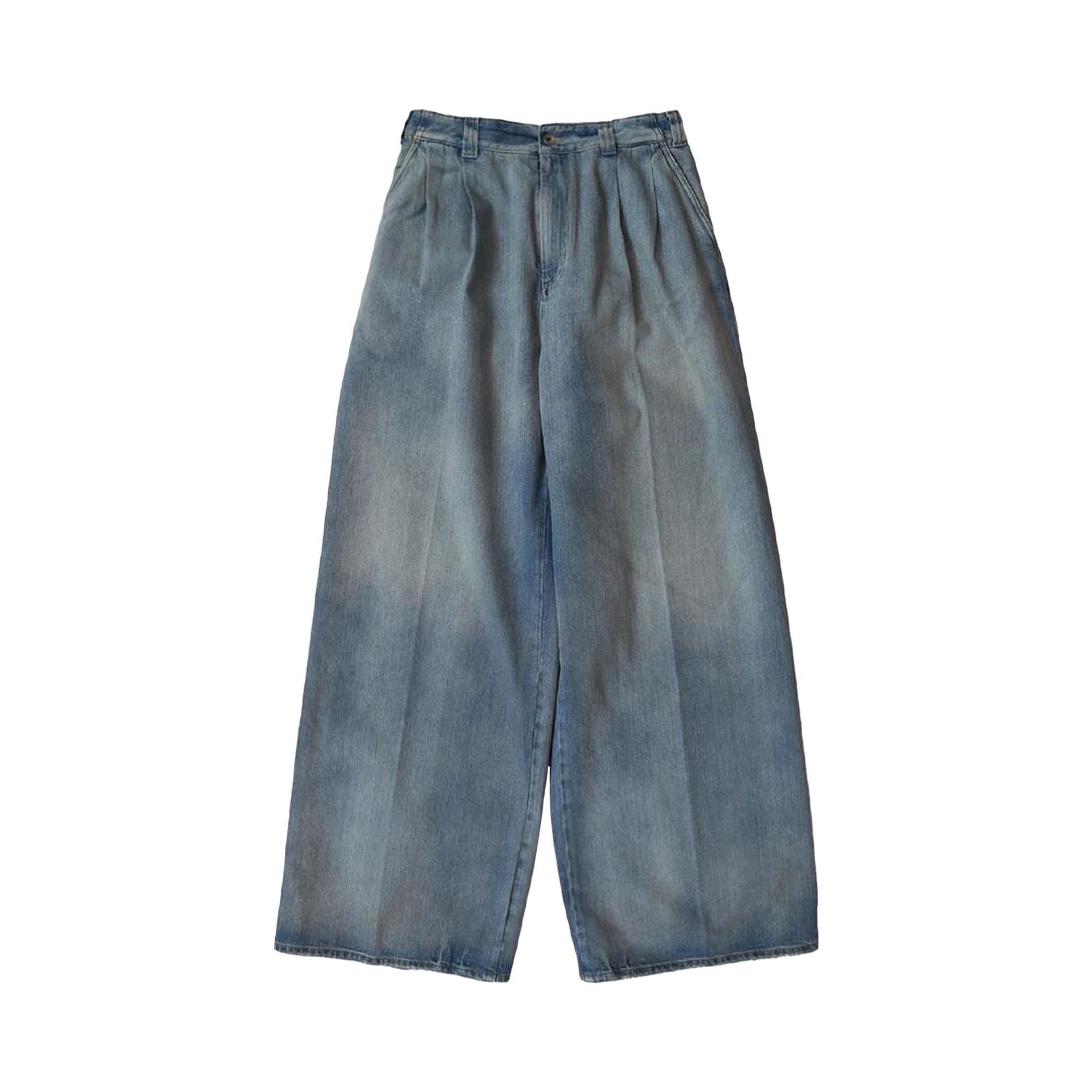 Pre-owned Maison Margiela Pleated Wide Leg Jeans 'blue' | Men's Size 52